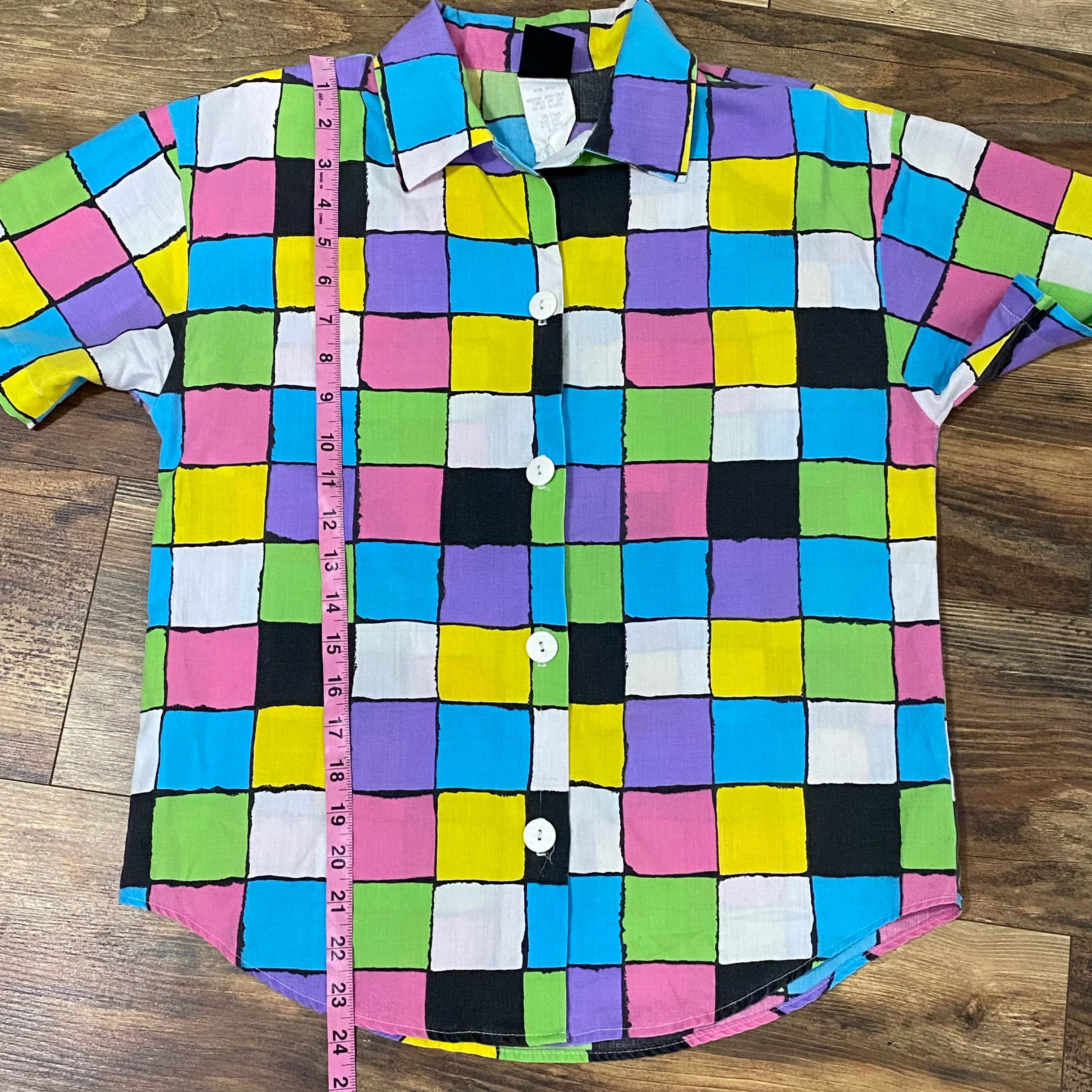 70s/80s  Checkered Shirt Button Up Blouse Pastel by Freeze Frame - Image 7