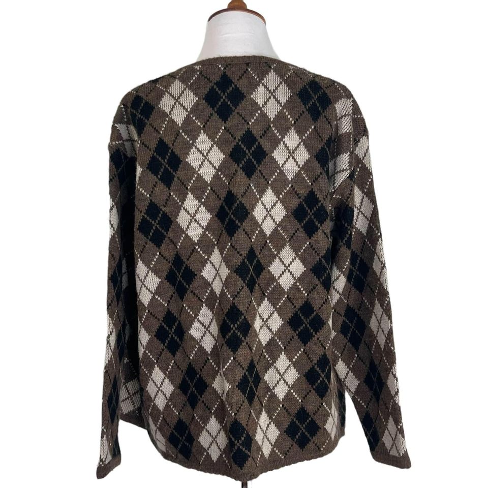 70s/80s Argyle Cardigan Sweater S By Tally Ho - Image 3