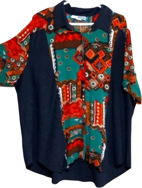 70s/80s Artsy Multicolored With Black Polyester Plus By C M.shapes