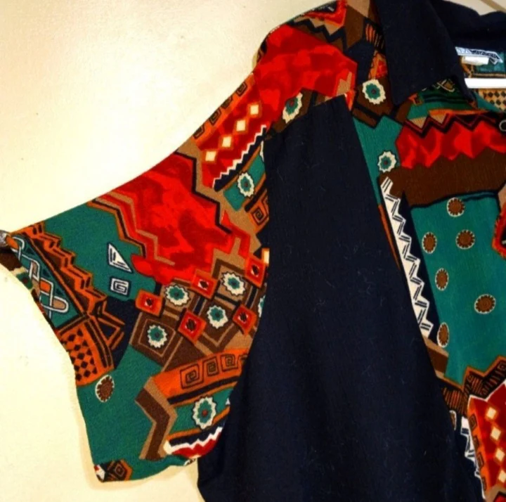 70s/80s Artsy Multicolored With Black Polyester Plus By C M.shapes - Image 3