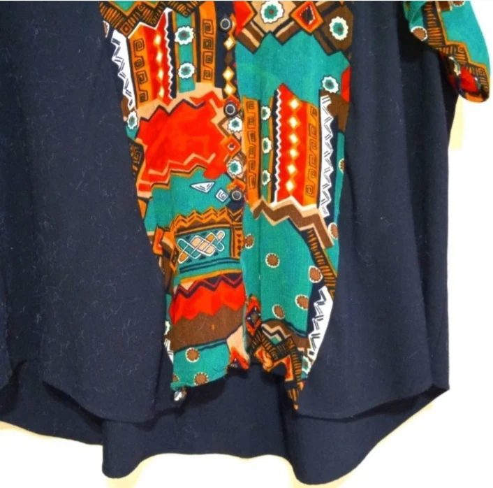 70s/80s Artsy Multicolored With Black Polyester Plus By C M.shapes - Image 5