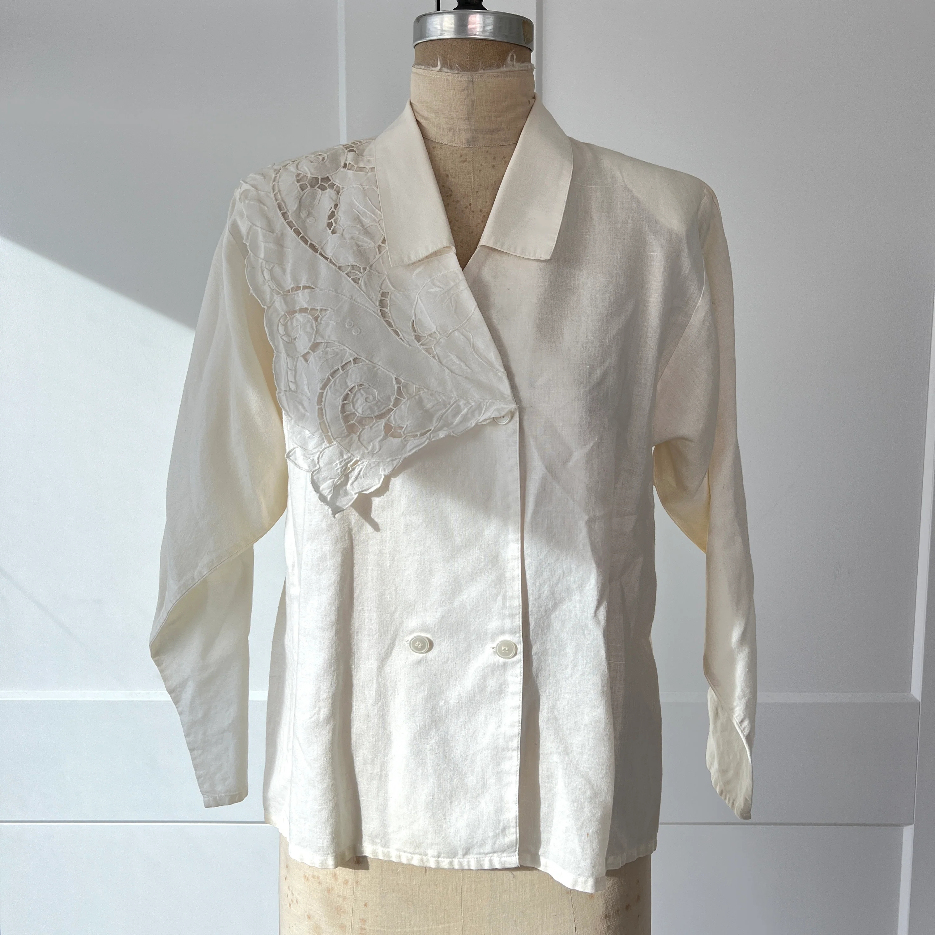 70s/80s Asymmetrical Lace Button Down By Carry Back Ltd - Image 4