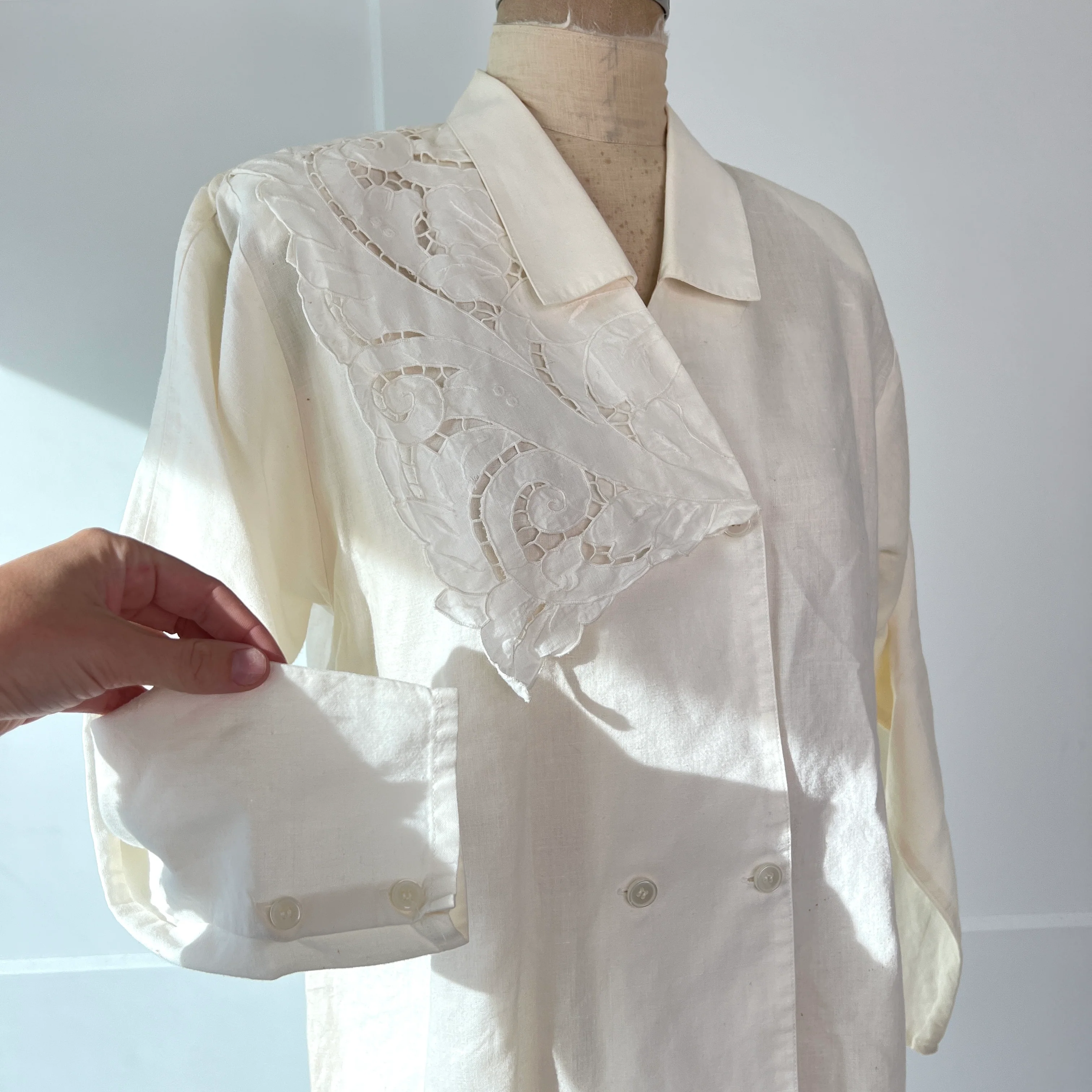 70s/80s Asymmetrical Lace Button Down By Carry Back Ltd - Image 6