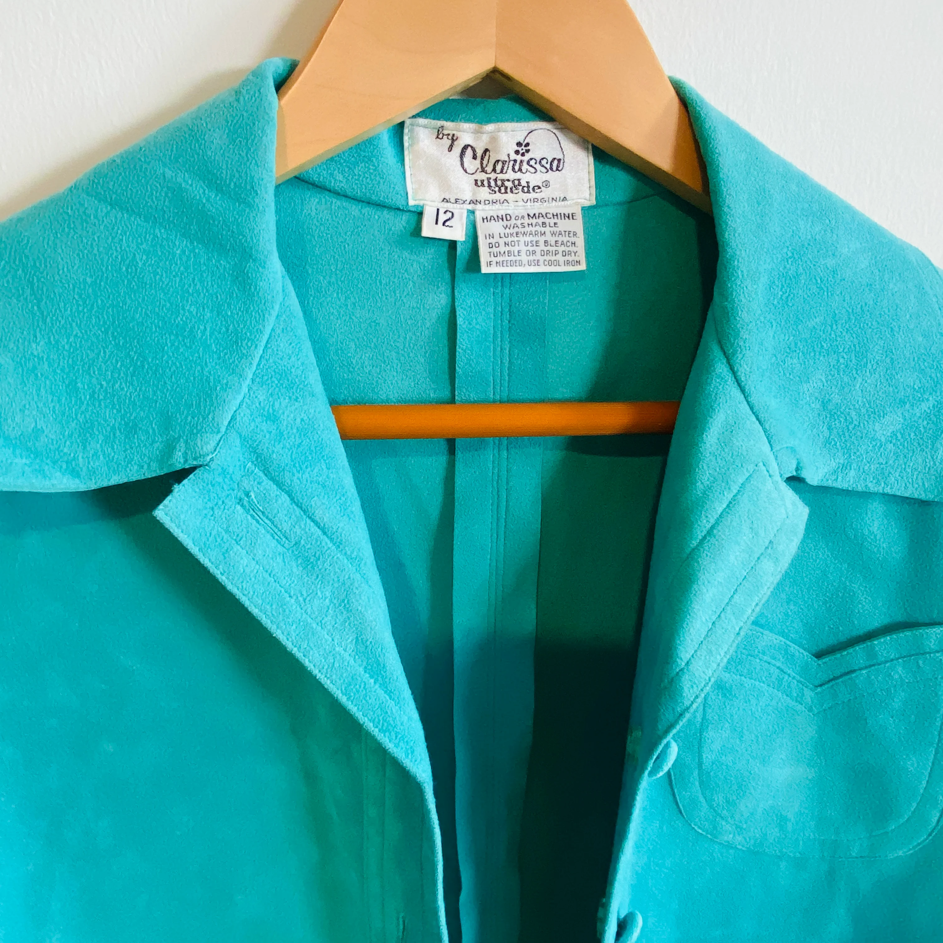 70s/80s Beautiful Turquoise Button Down Microsuede Dress By By Clarissa - Image 7