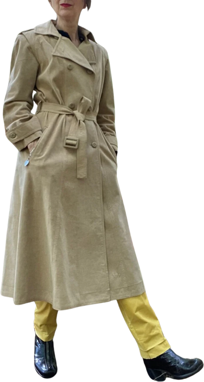 70s/80s Beige Ultrasuede Trenchcoat Xs/s By Skinner Ultrasuede