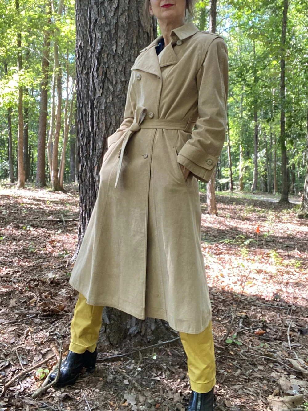 70s/80s Beige Ultrasuede Trenchcoat Xs/s By Skinner Ultrasuede - Image 3