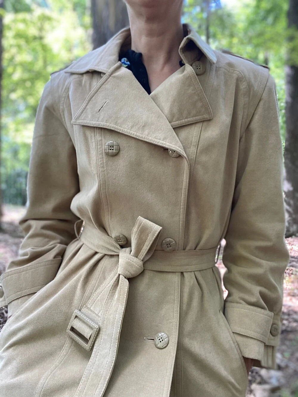 70s/80s Beige Ultrasuede Trenchcoat Xs/s By Skinner Ultrasuede - Image 5