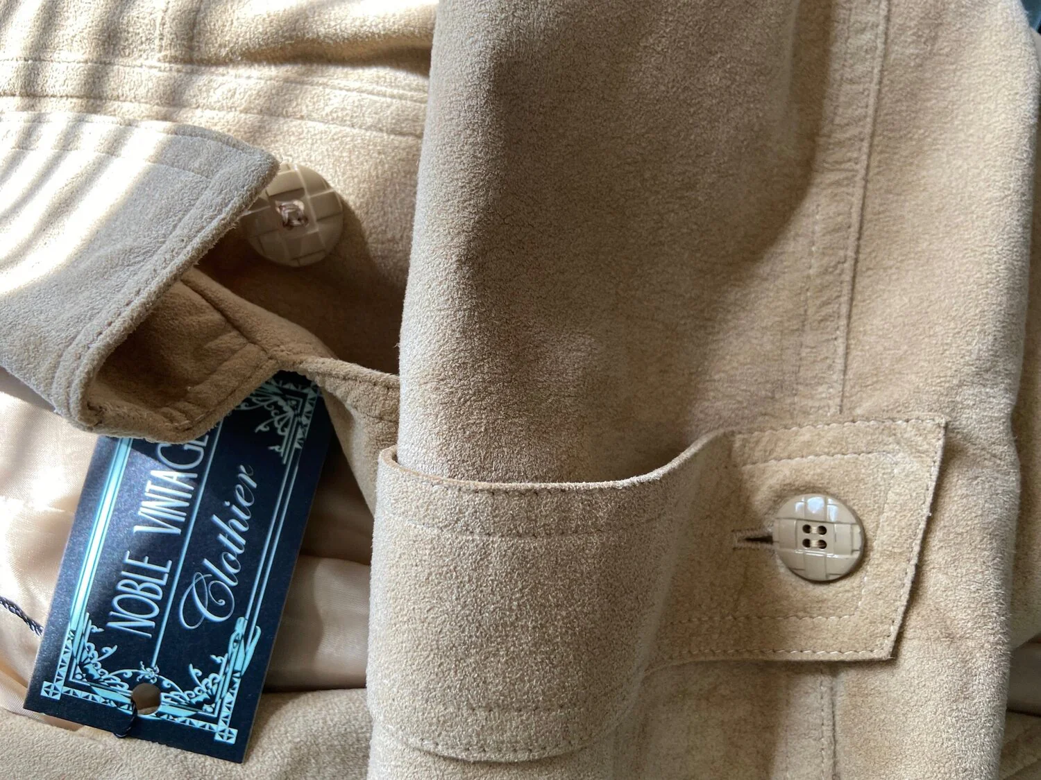 70s/80s Beige Ultrasuede Trenchcoat Xs/s By Skinner Ultrasuede - Image 9