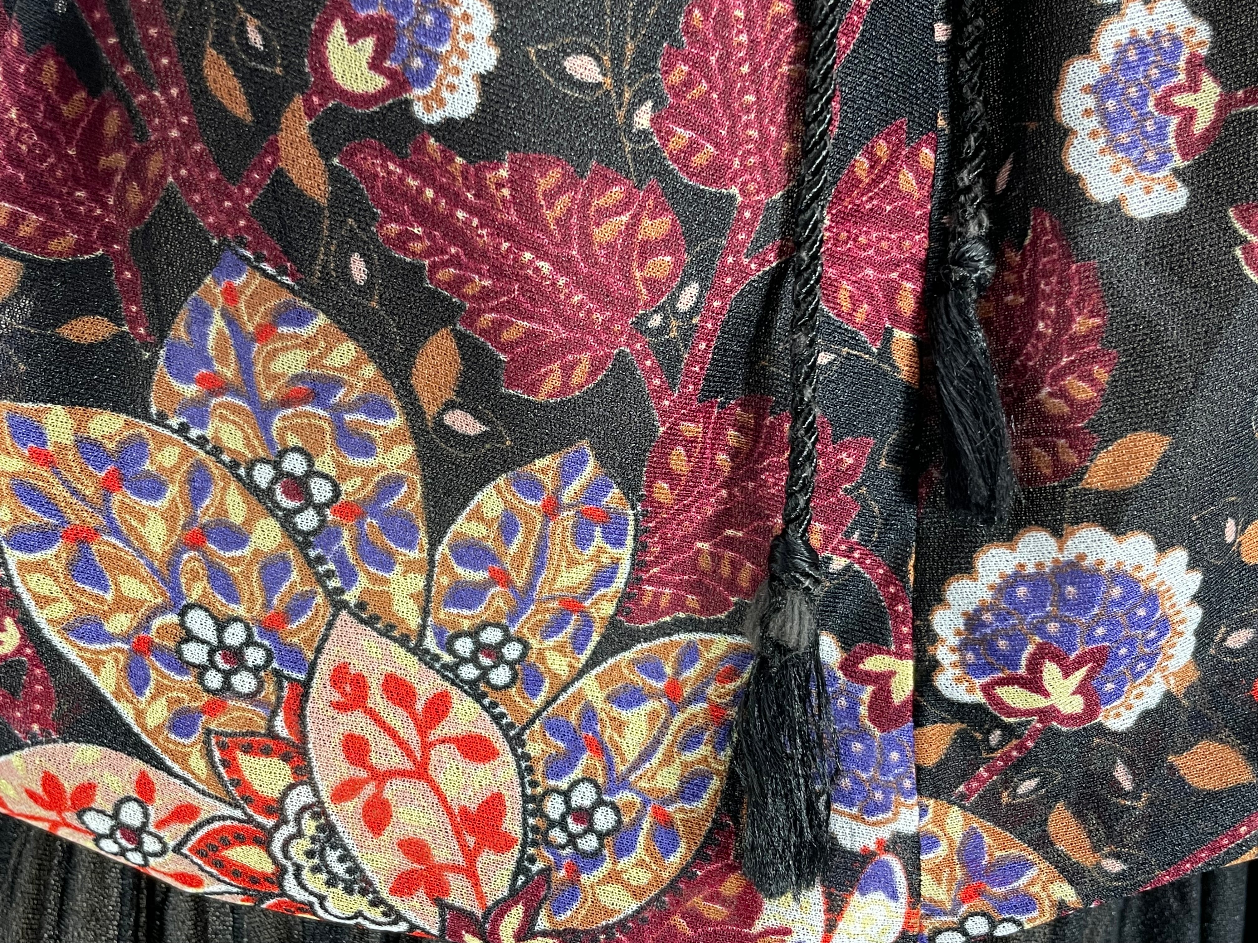70s/80s Black Multicolor Floral Sheer Casual Boho Dress - Image 7