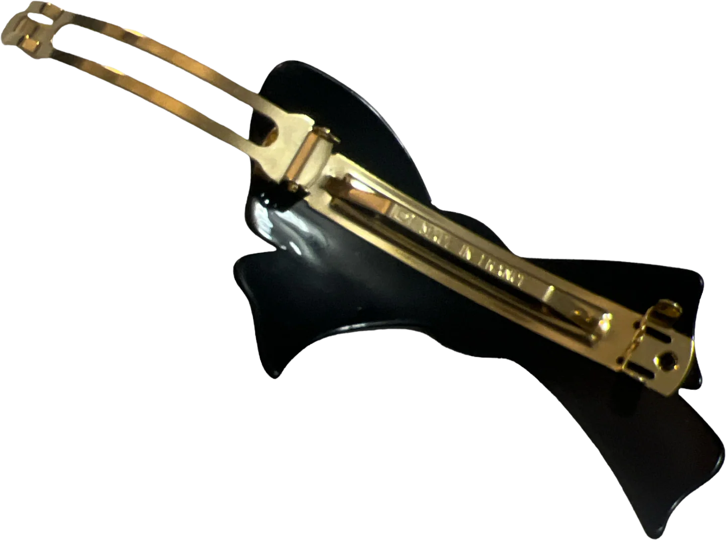 70s/80s Black Rhinestone Bow Barrette Handmade In France - Image 2