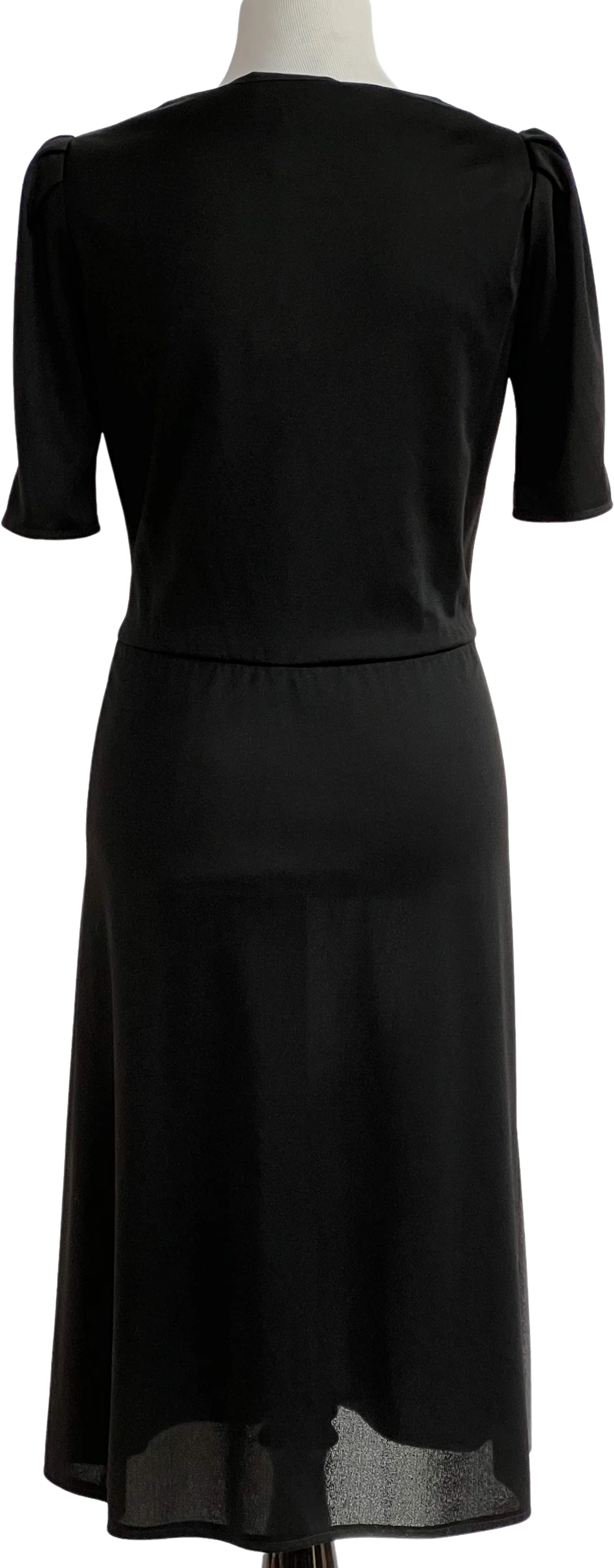 70s/80s Black Short Sleeve Cowl Neck Dress By Strait Lane - Image 2