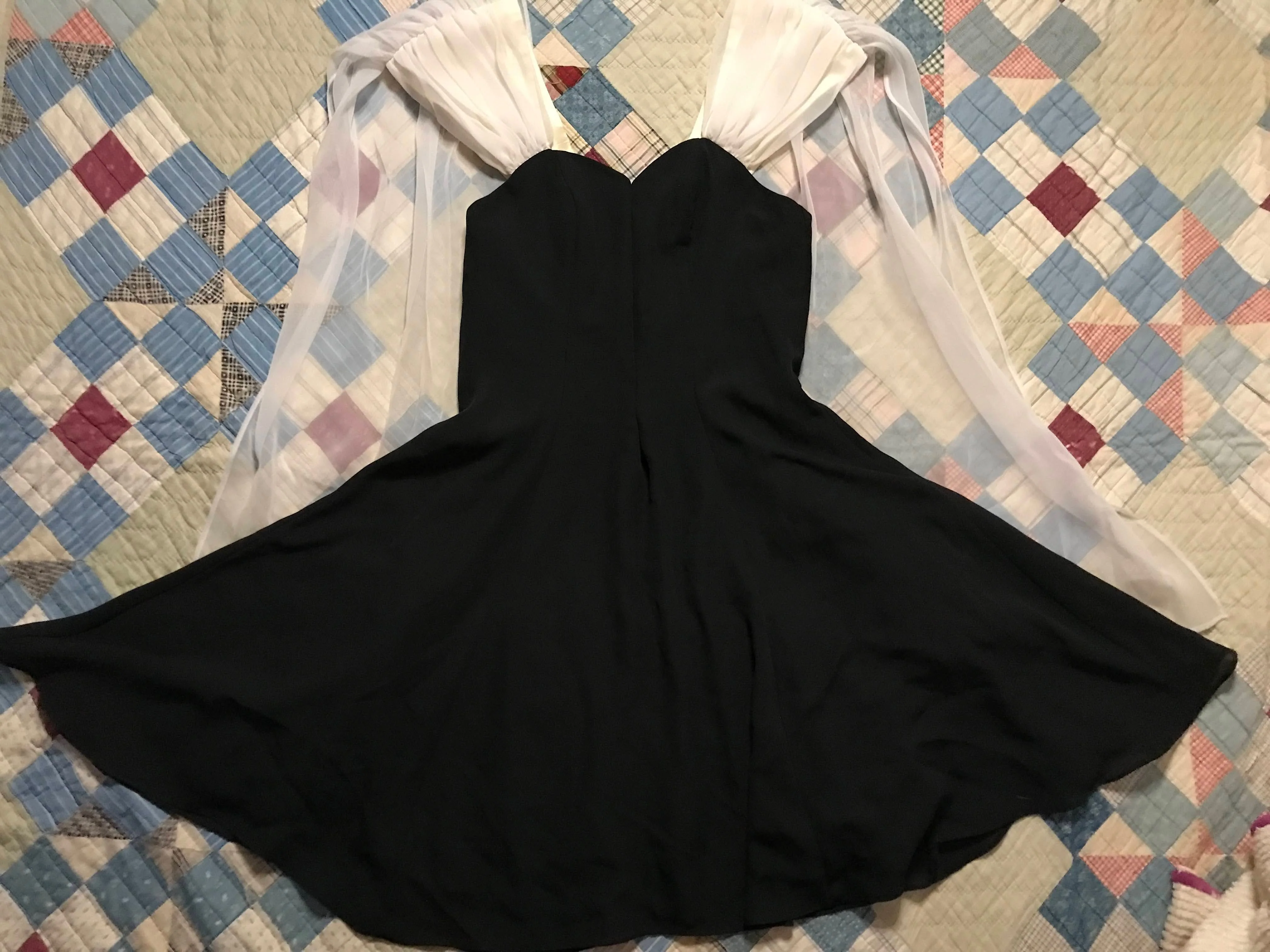 70s/80s Black White Fit And Flare Formal Cocktail Dress By Positively Ellyn - Image 5