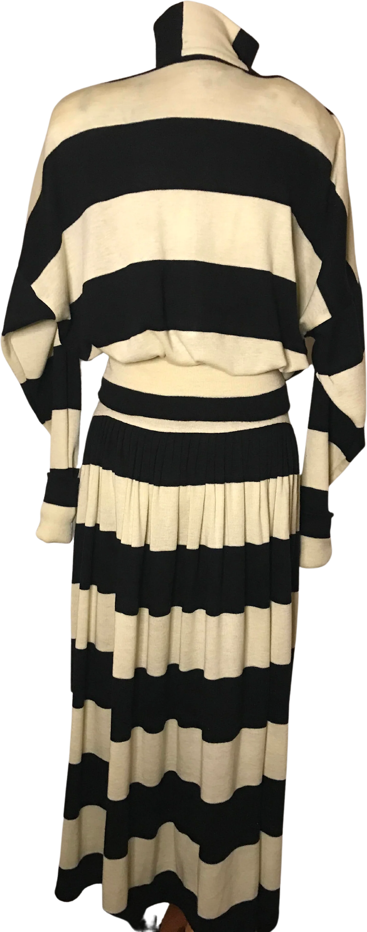 70s/80s Black White Striped Rugby Knit Maxi Co Ord Set By Norma Kamali - Image 2