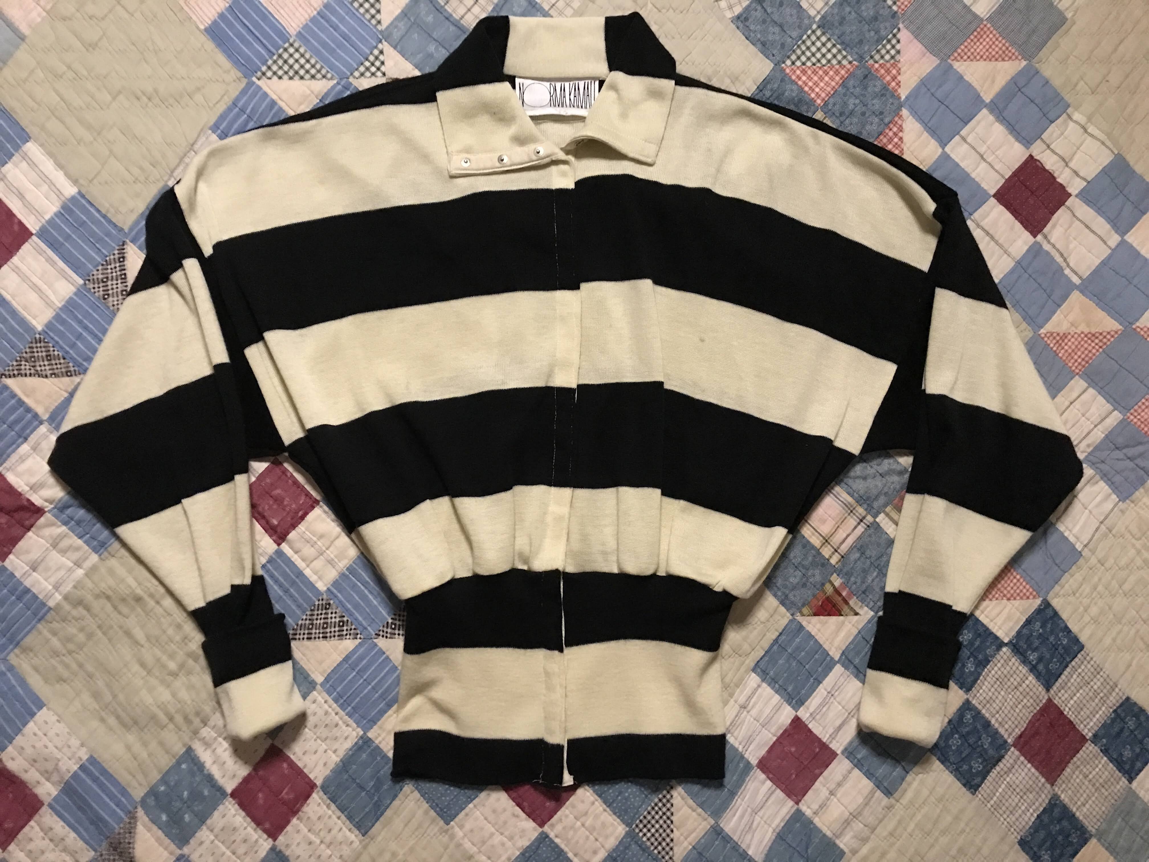 70s/80s Black White Striped Rugby Knit Maxi Co Ord Set By Norma Kamali - Image 4