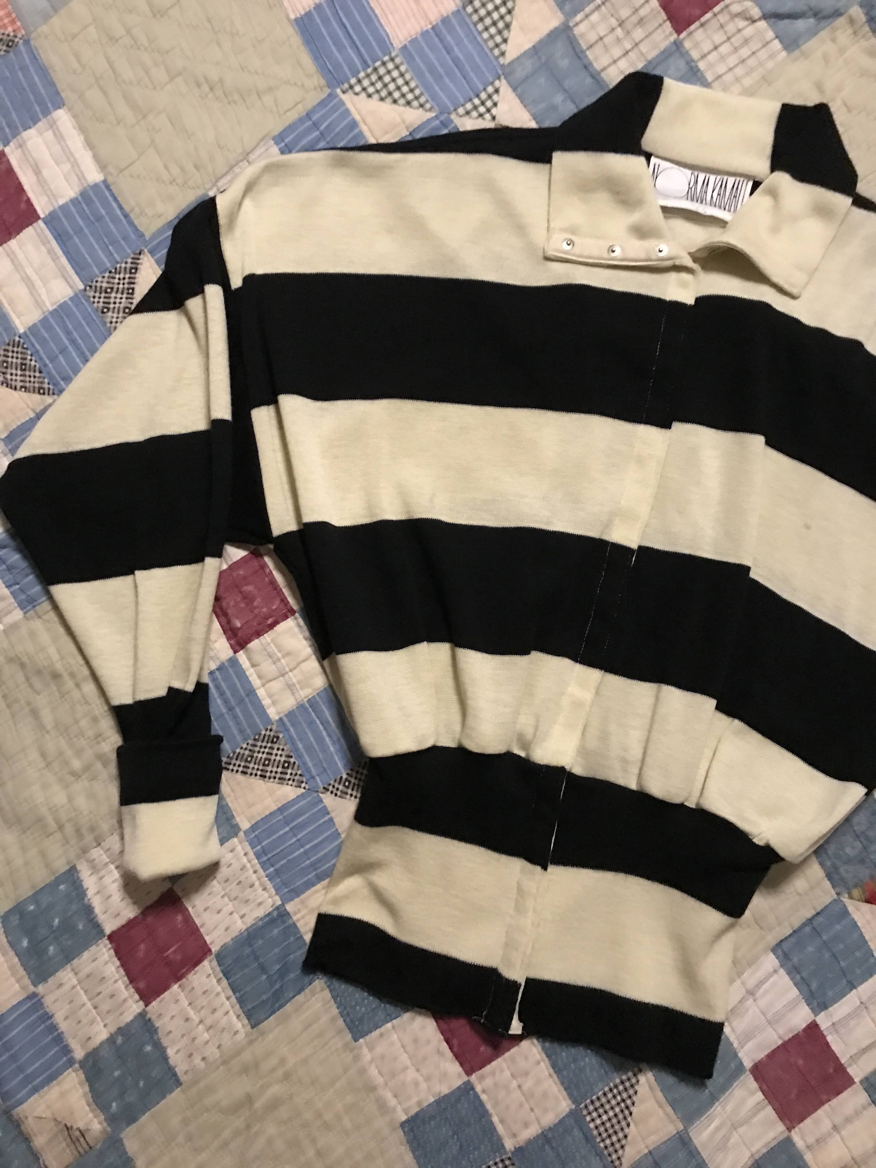 70s/80s Black White Striped Rugby Knit Maxi Co Ord Set By Norma Kamali - Image 5