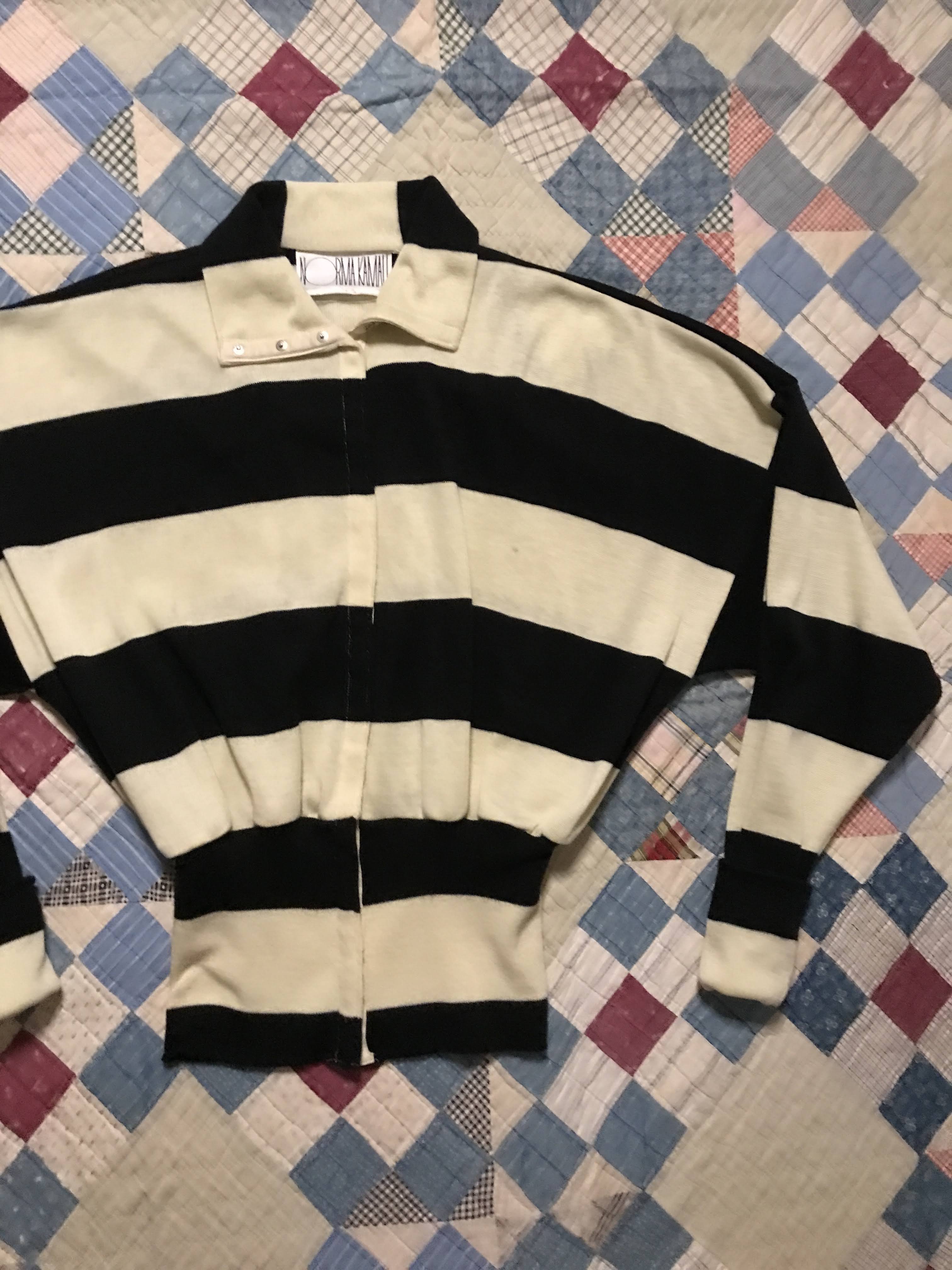 70s/80s Black White Striped Rugby Knit Maxi Co Ord Set By Norma Kamali - Image 6