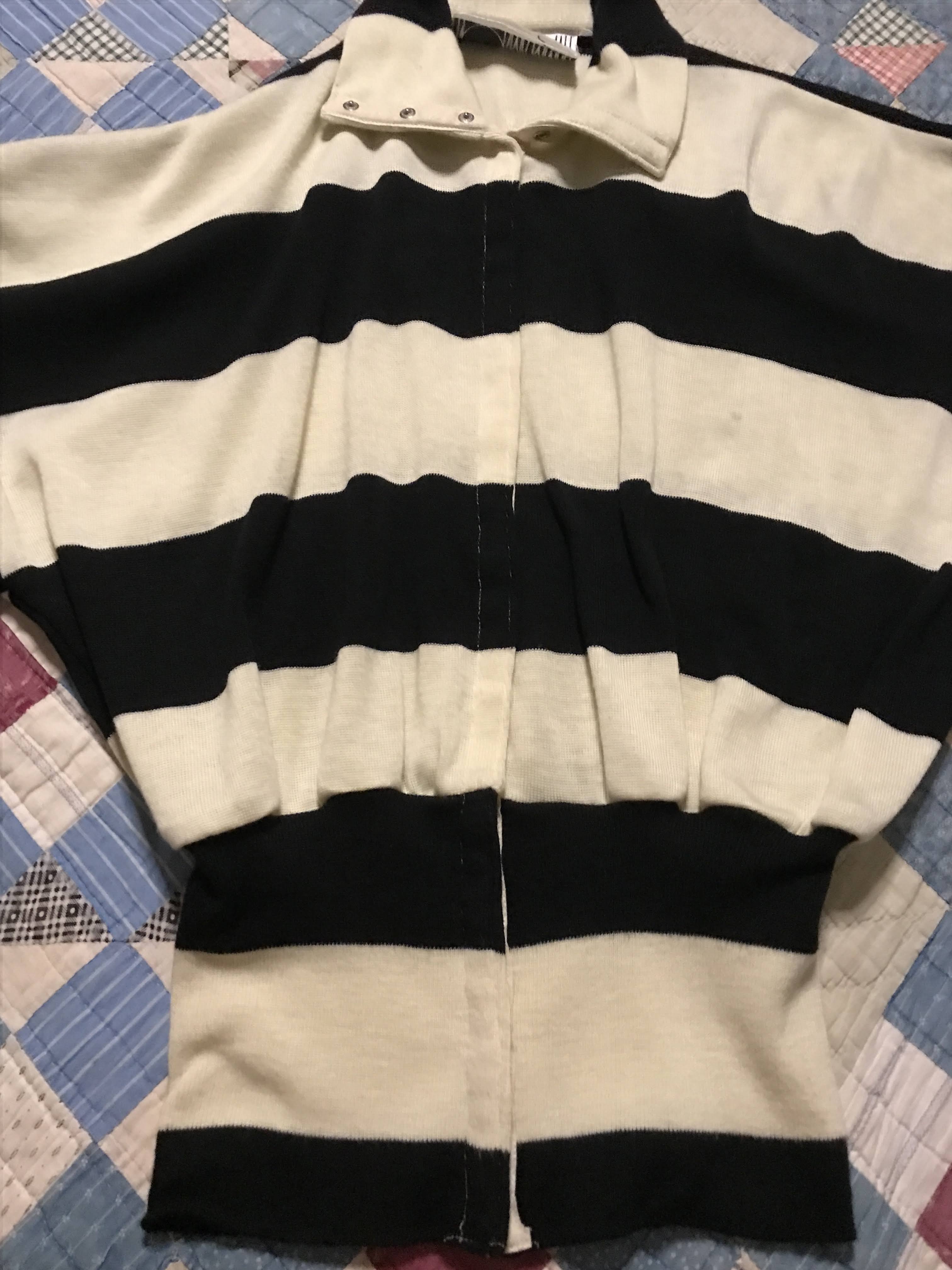 70s/80s Black White Striped Rugby Knit Maxi Co Ord Set By Norma Kamali - Image 9