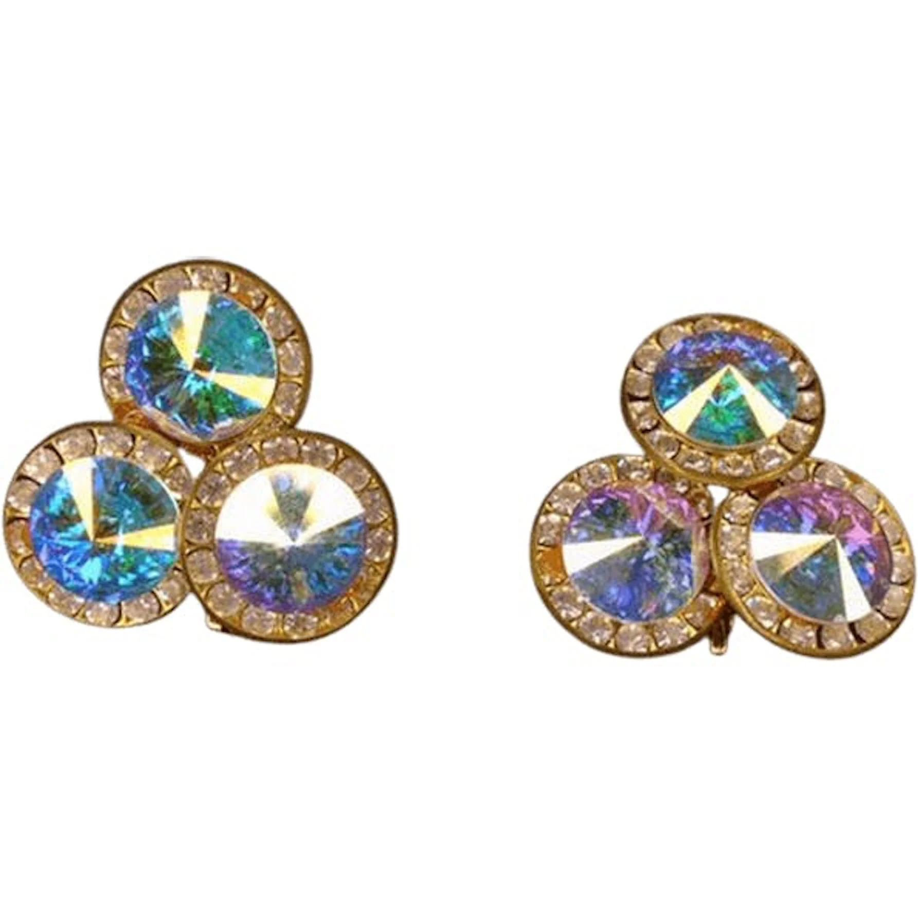 70s/80s Blingy Flashy Aurora Rhinestone Clip On Earrings - Image 7