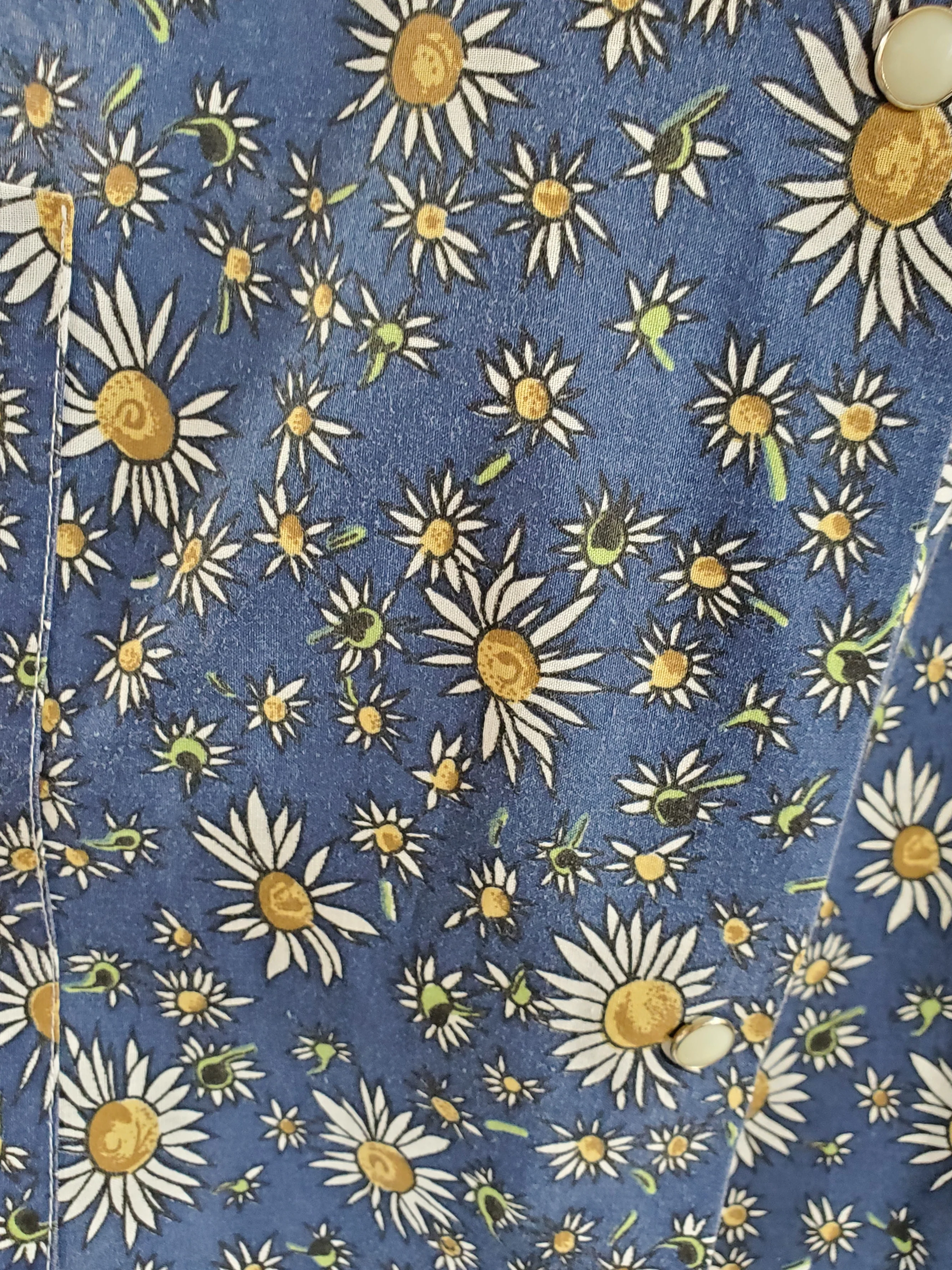 70s/80s Blue Daisy Print Smock Dress By Artistic Creation - Image 10