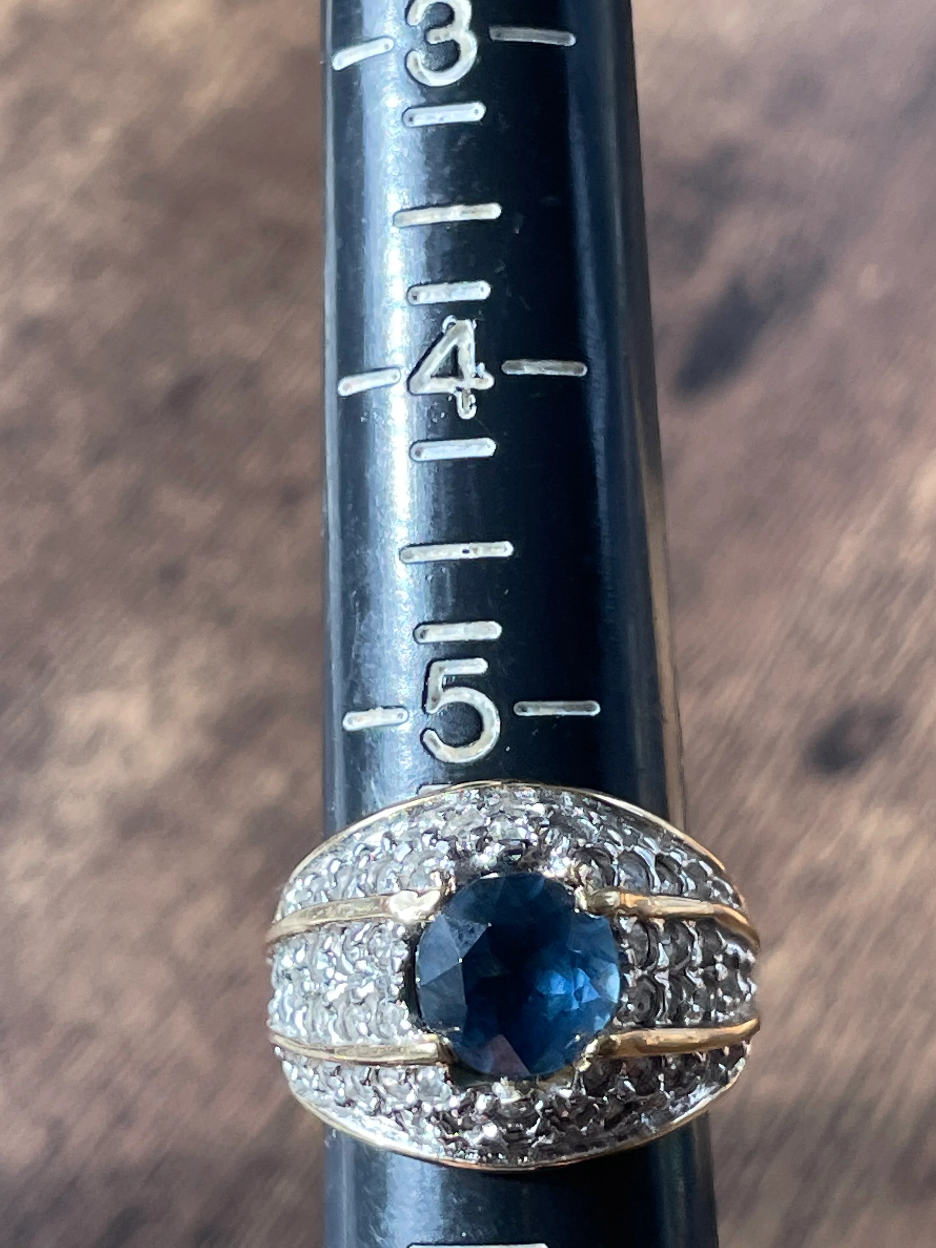 70s/80s Blue Sapphire And Cz Stone Cocktail Ring - Image 11