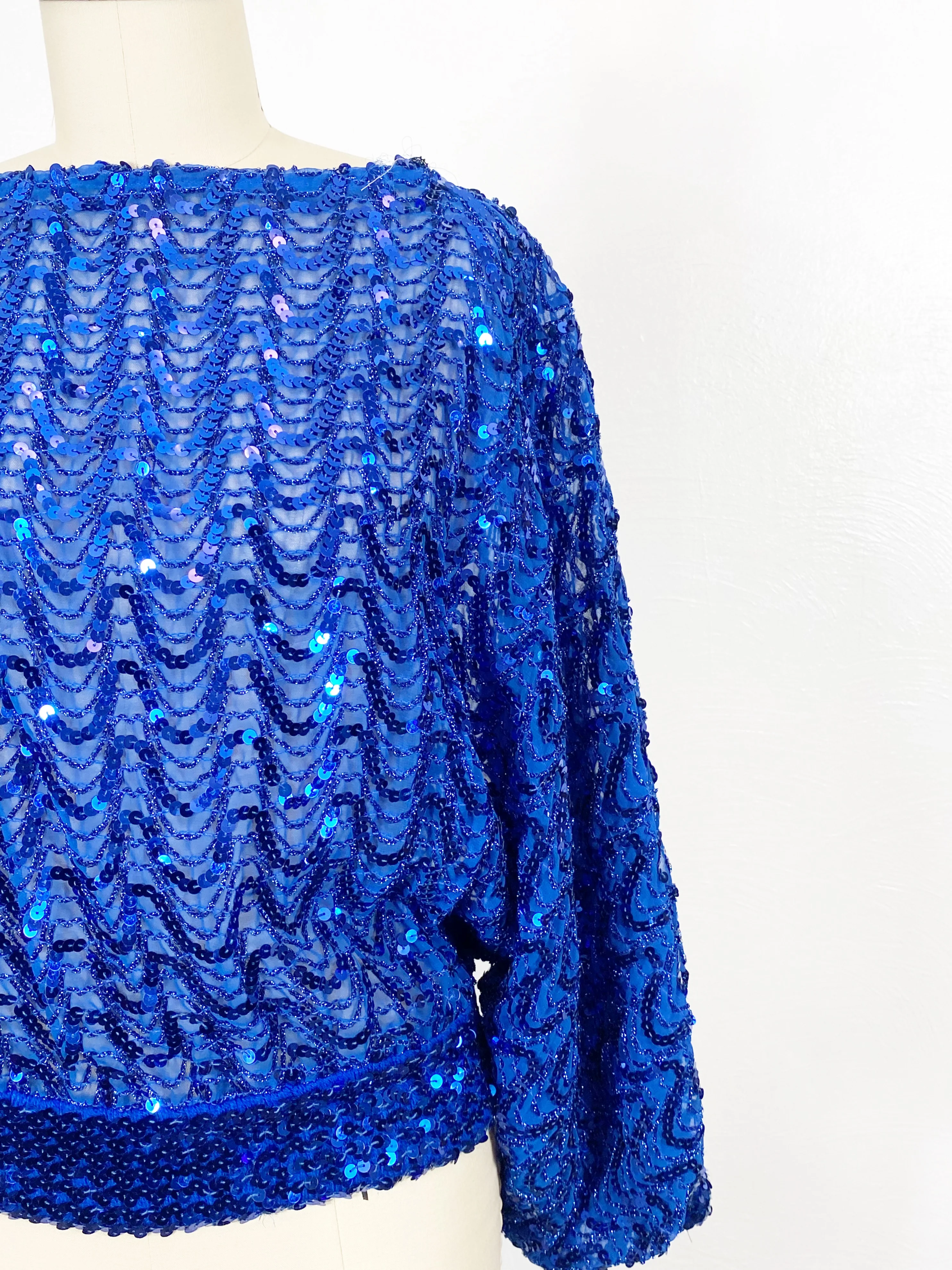 70s/80s Blue Sequin Top - Image 3