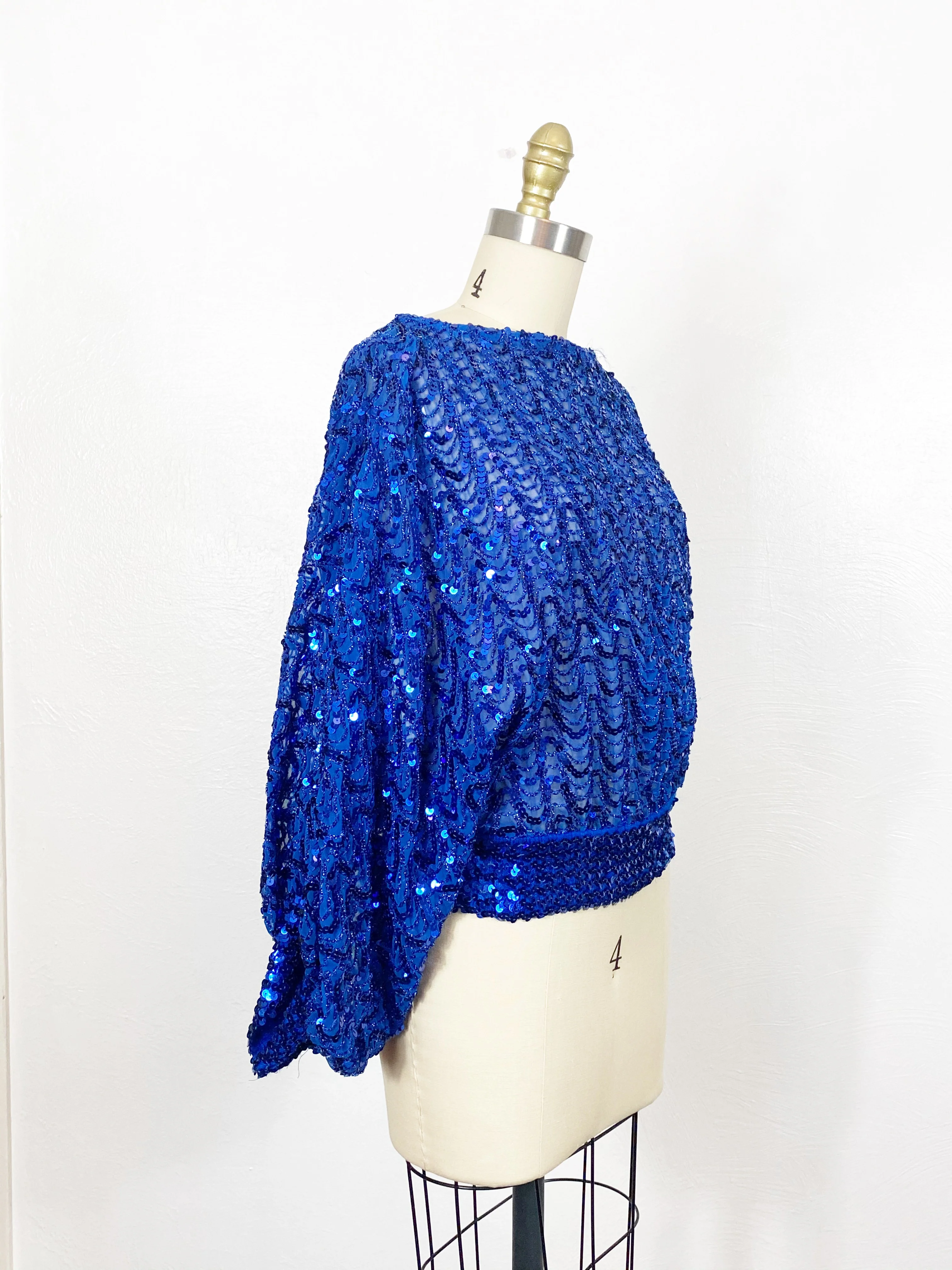 70s/80s Blue Sequin Top - Image 4