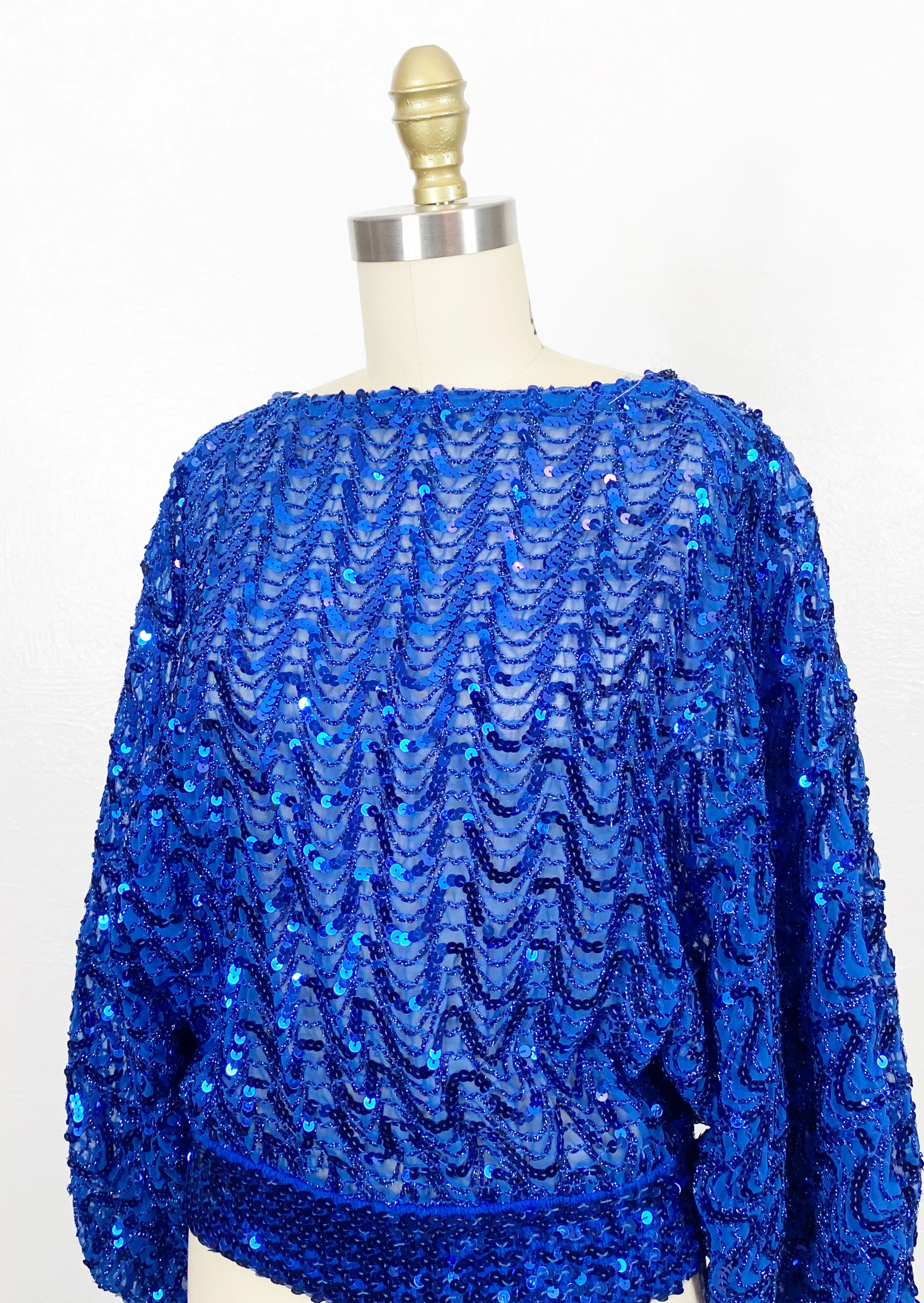 70s/80s Blue Sequin Top - Image 6