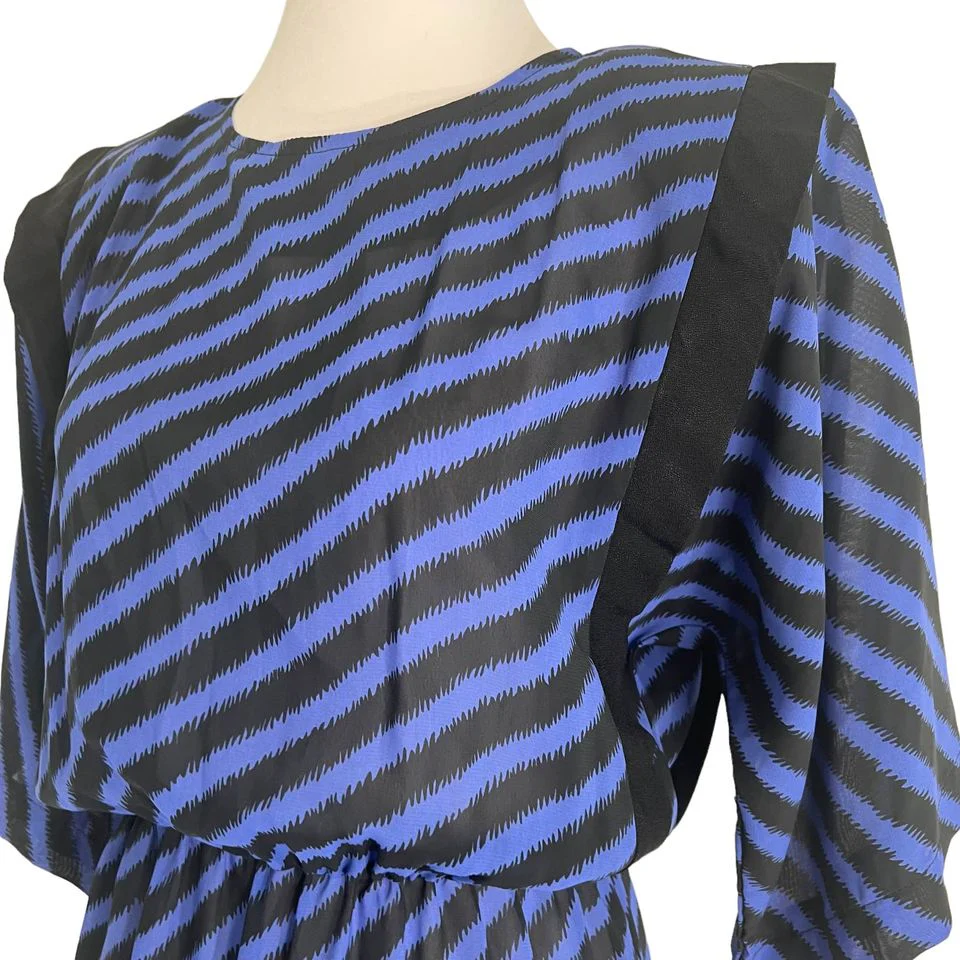 70s/80s Blue Striped Midi Dress S By Michael Blair - Image 7