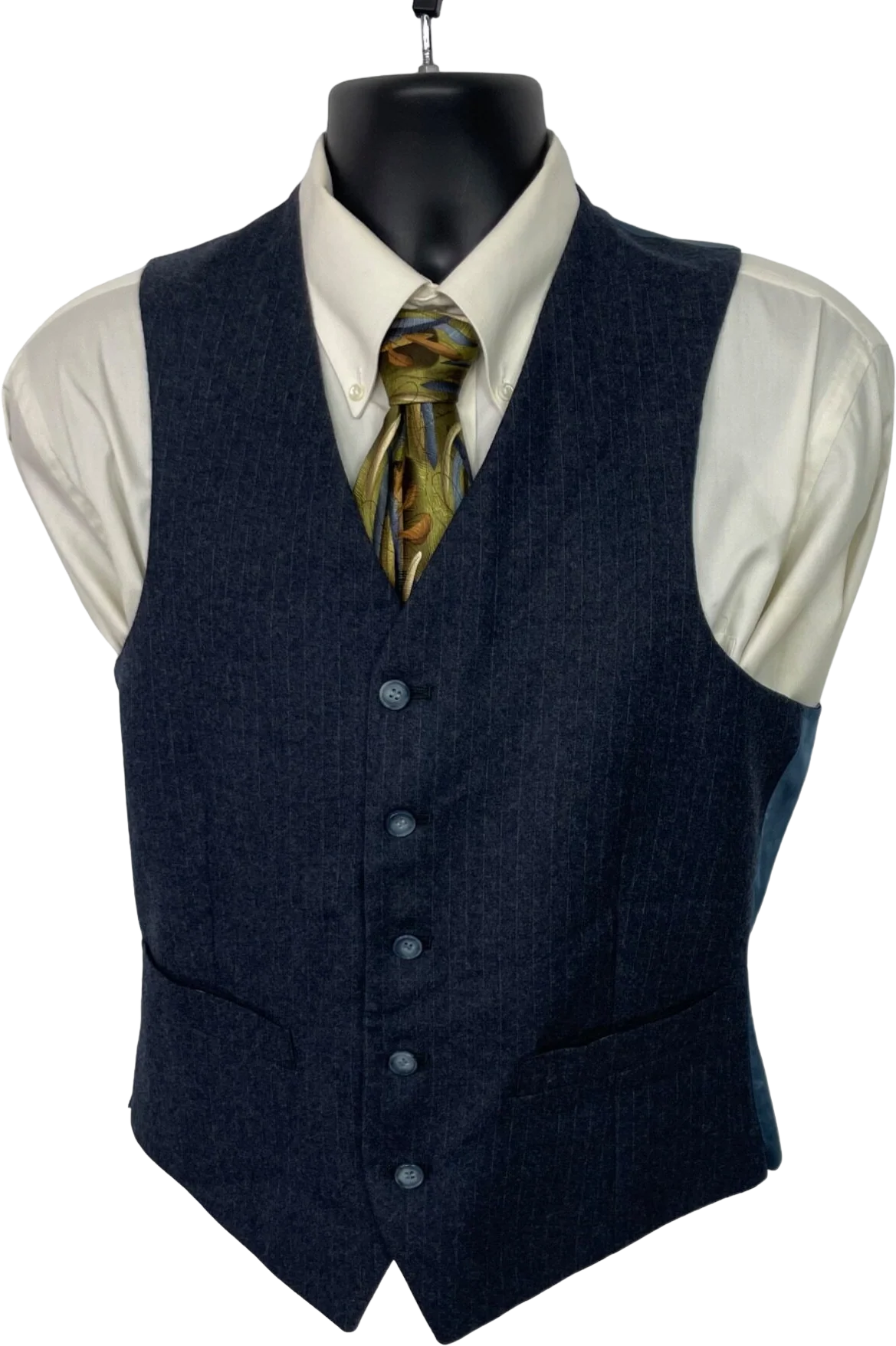 70s/80s Blue Striped Wool Flannel Blazer And Vest Mens 40l By Robert Reeds - Image 2