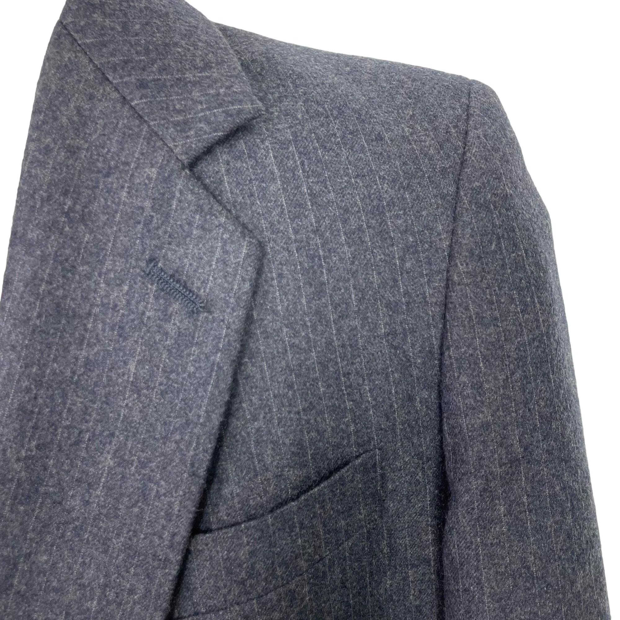 70s/80s Blue Striped Wool Flannel Blazer And Vest Mens 40l By Robert Reeds - Image 4