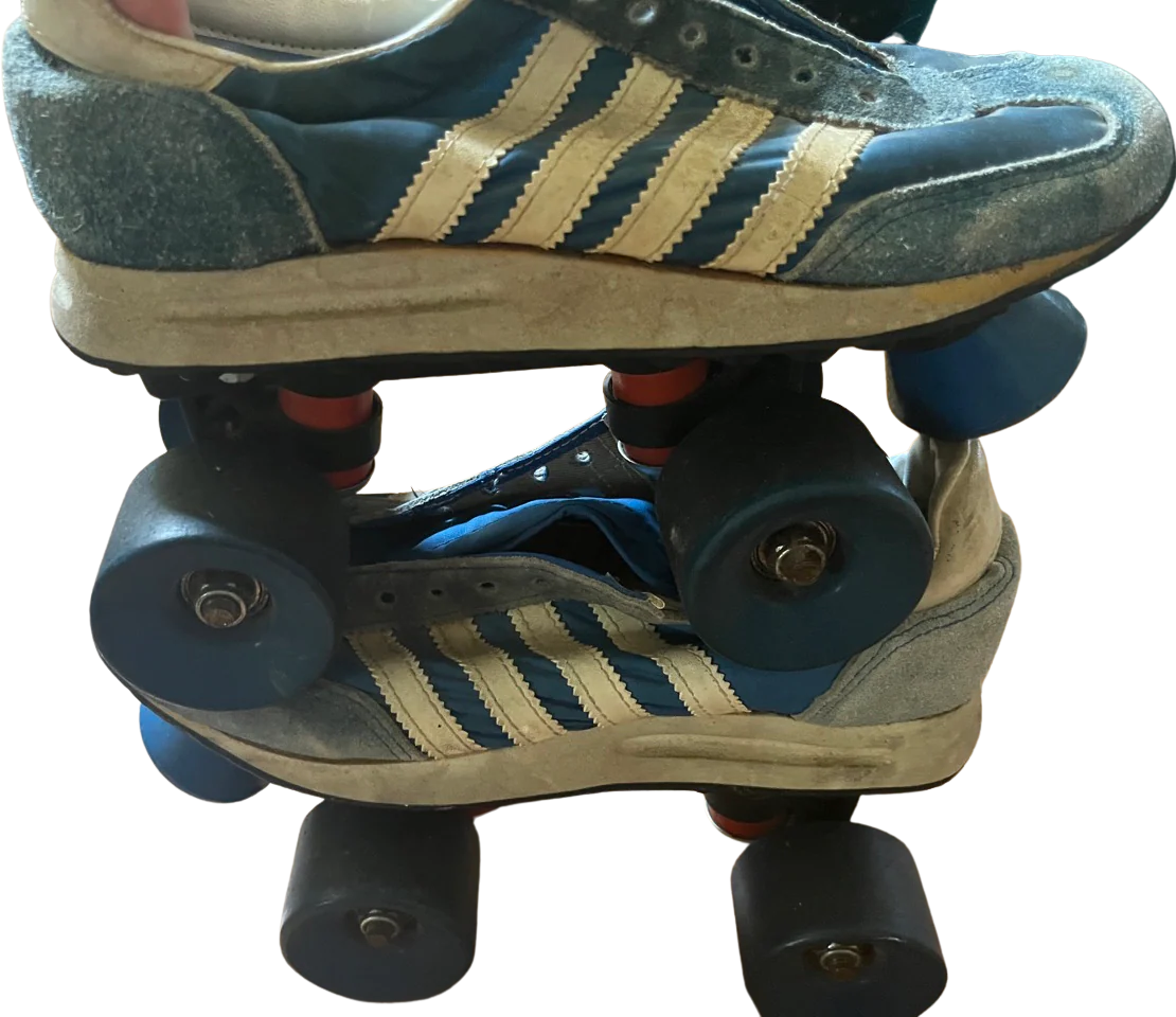 70s/80s Blue White Yellow Sneaker Lace-up Roller Skates By Pro-Specs
