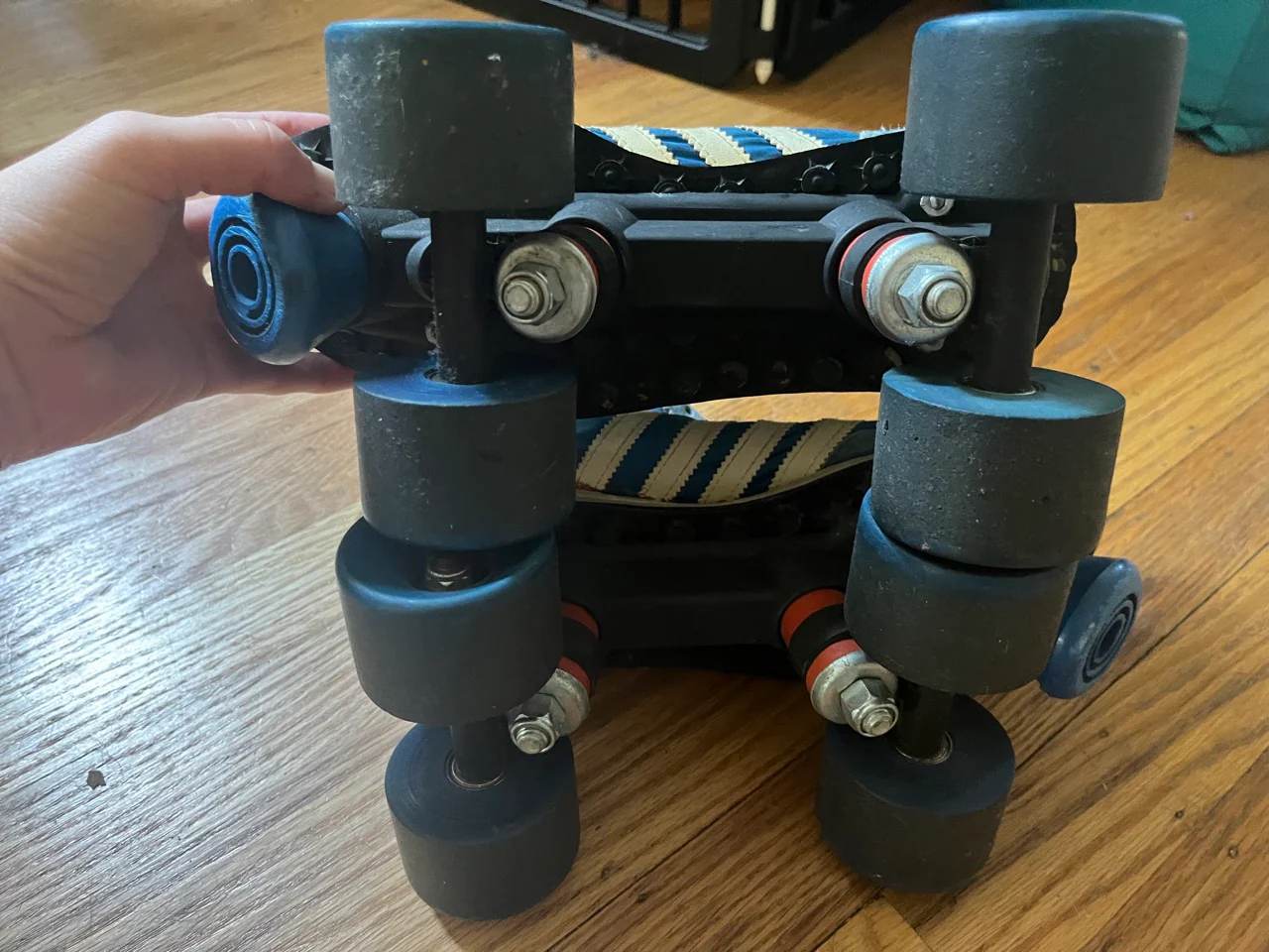 70s/80s Blue White Yellow Sneaker Lace-up Roller Skates By Pro-Specs - Image 5