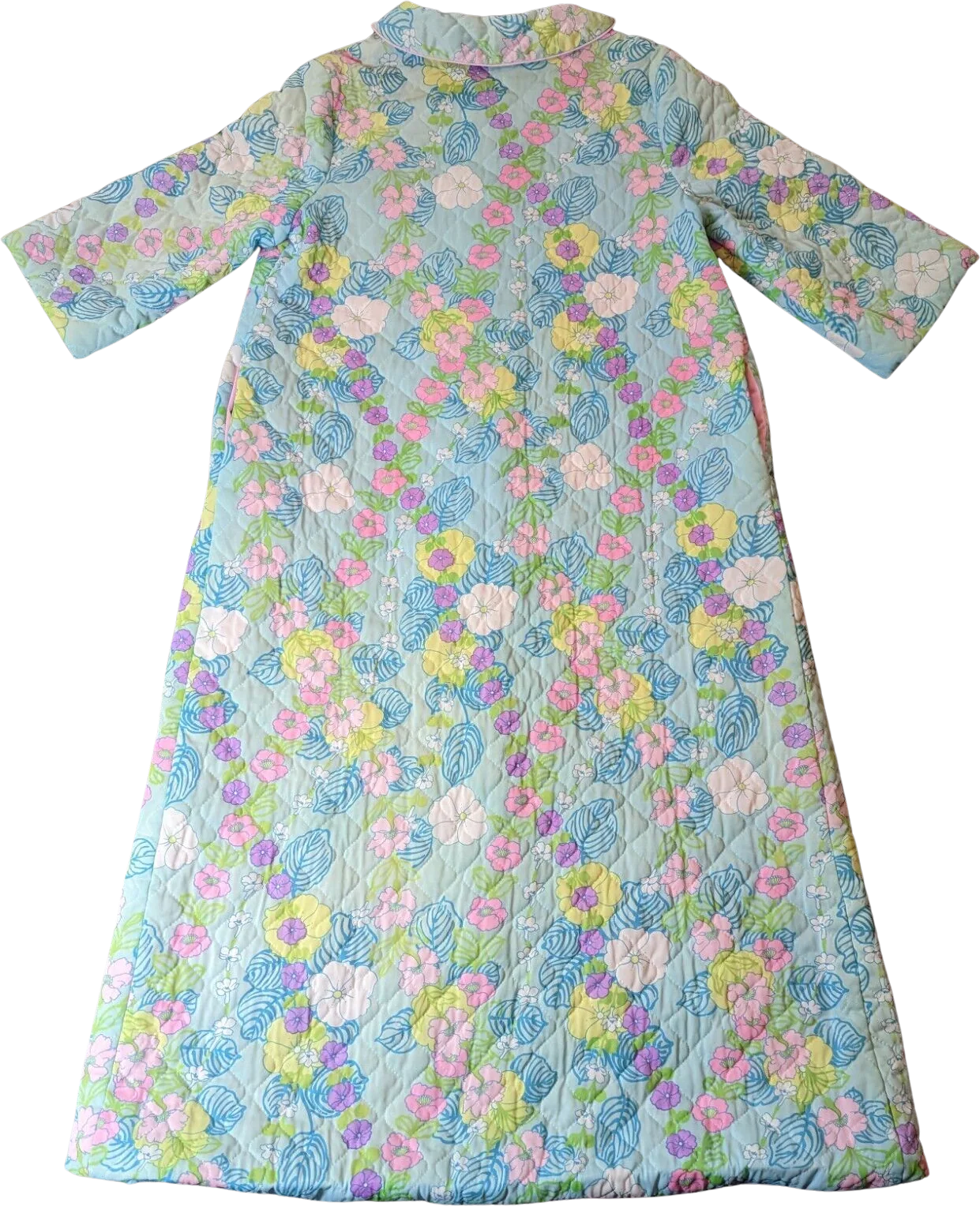 70s/80s Bright Quilted Housecoat By Lorraine - Image 2