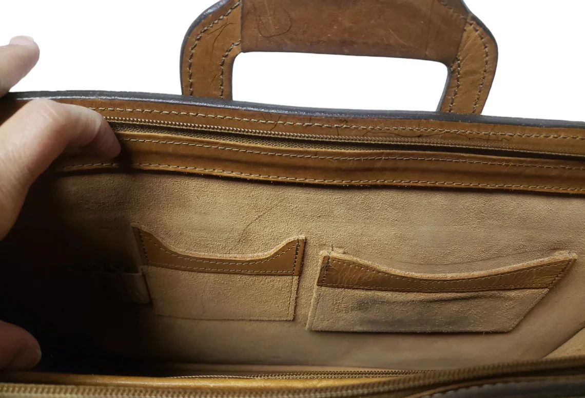 70s/80s Brown Belting Leather Portfolio Attaché Briefcase By Hartmann - Image 6