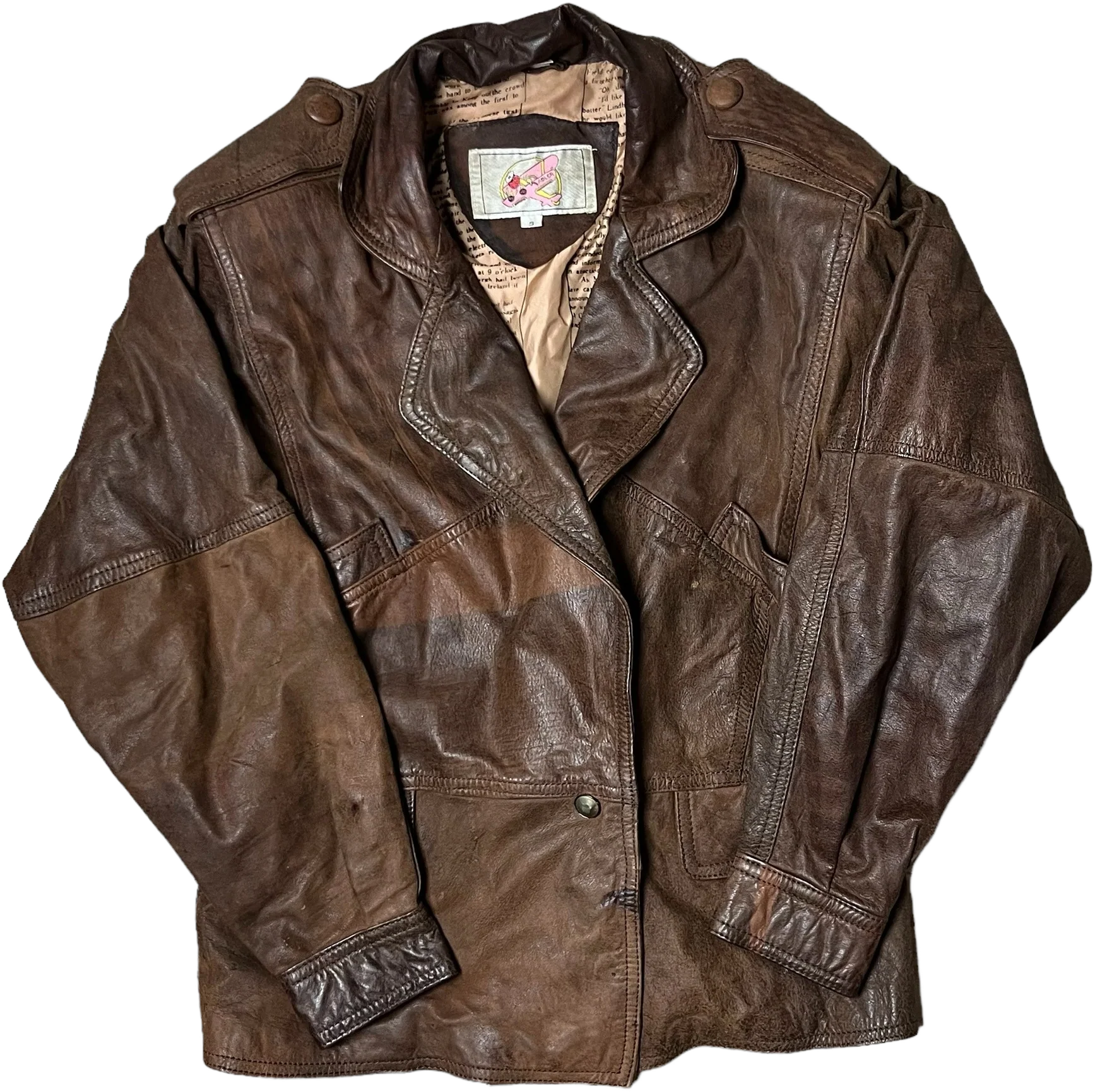 70s/80s Brown Leather Bomber Flight Jacket