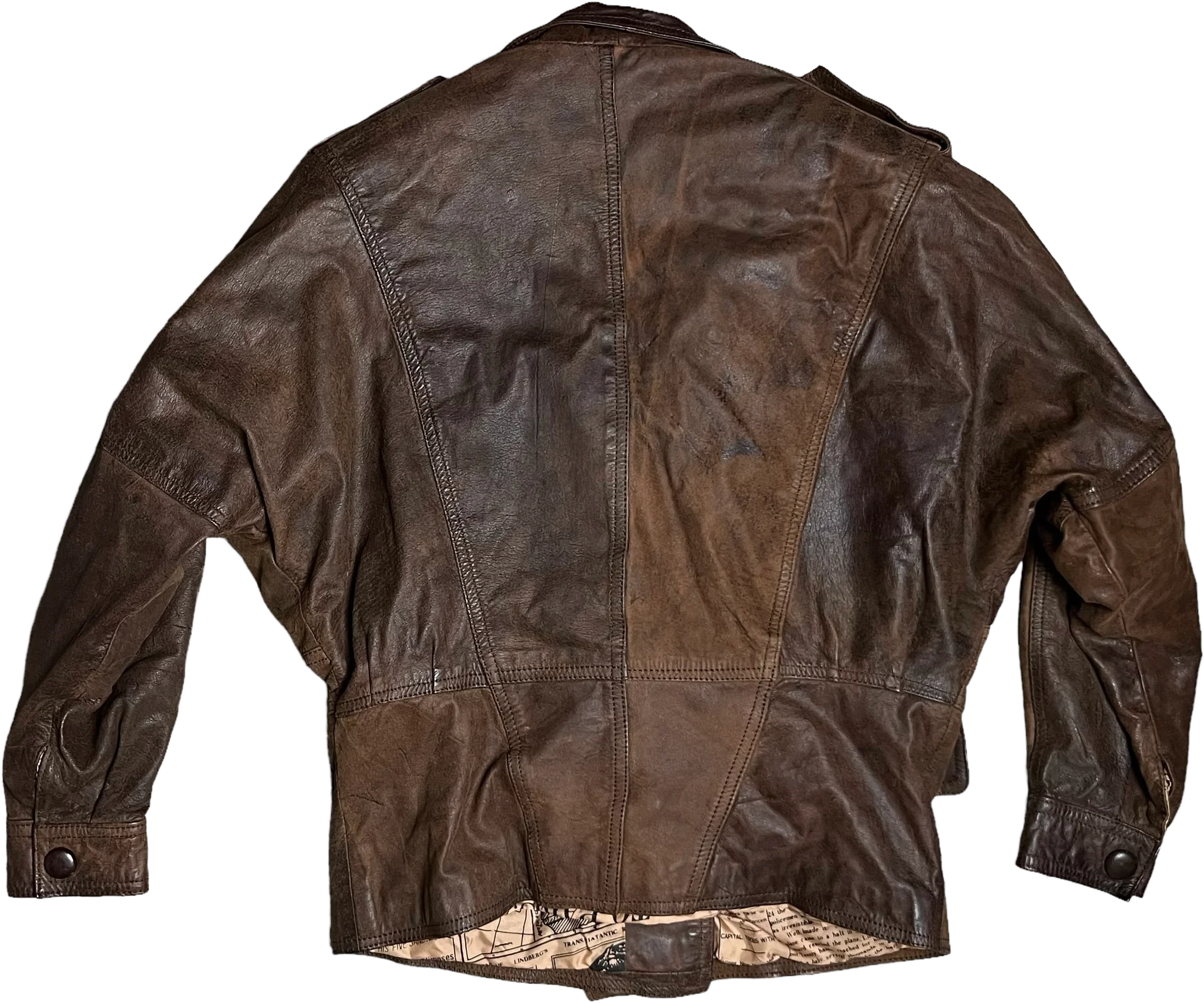 70s/80s Brown Leather Bomber Flight Jacket - Image 2
