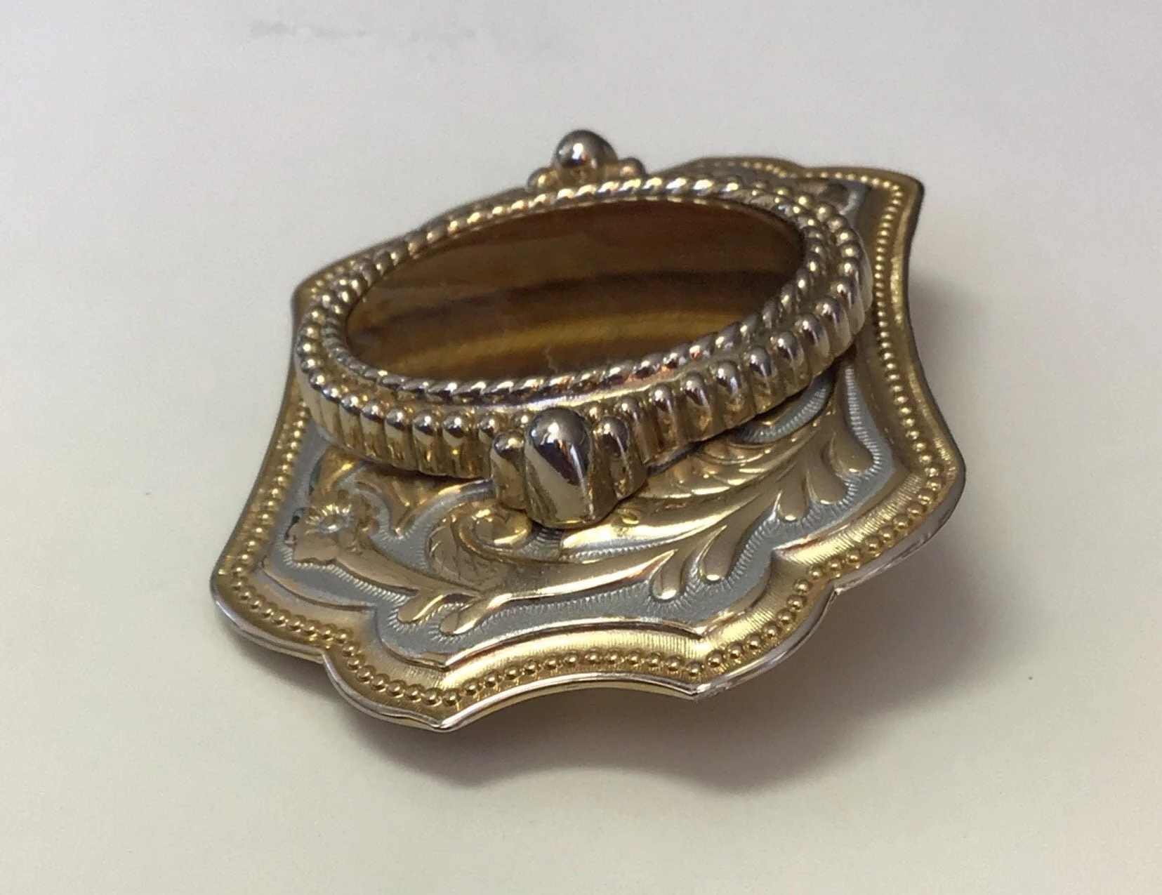 70s/80s Brown Tiger Eye Country Western Cowboy Belt Buckle - Image 5