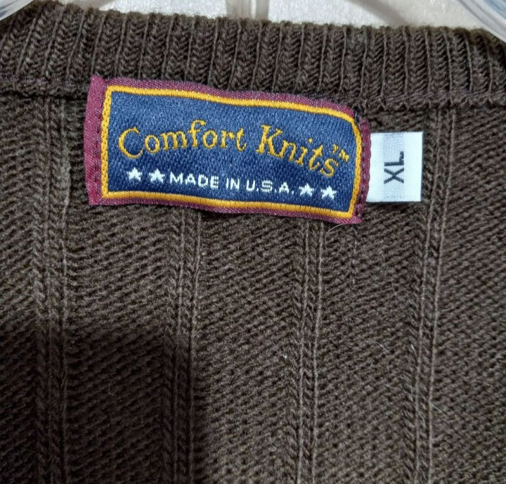 70s/80s Brown V-neck Grandpa Vest Sweater By Comfort Knits Usa - Image 4