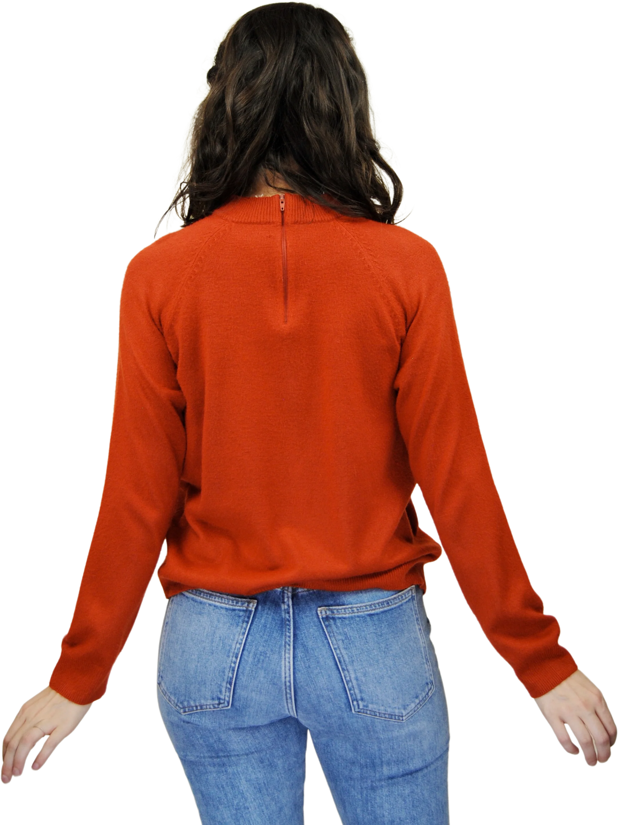 70s/80s Burnt Orange Mock Neck Sweater - Image 2