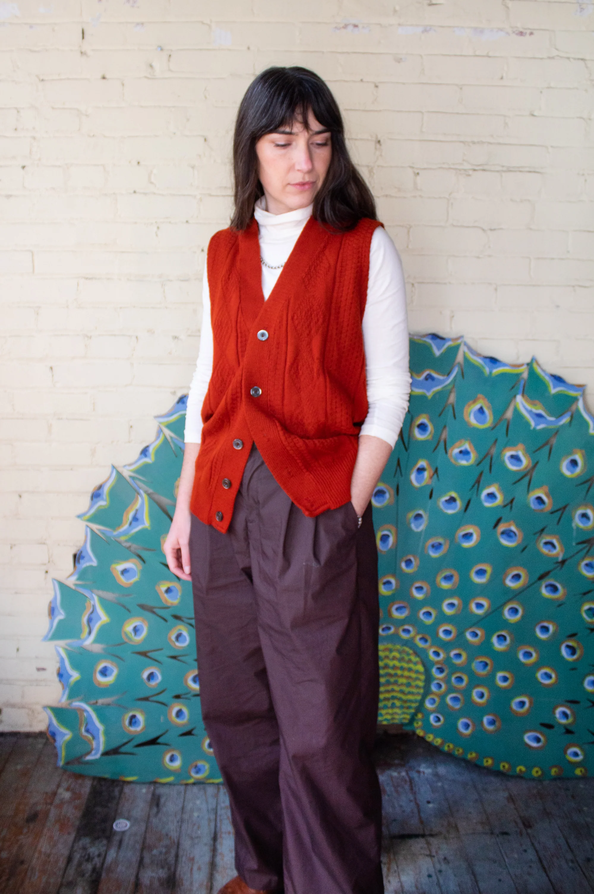 70s/80s Burnt Orange Preppy Sweater Vest Medium Large by Locust Sportswear - Image 3