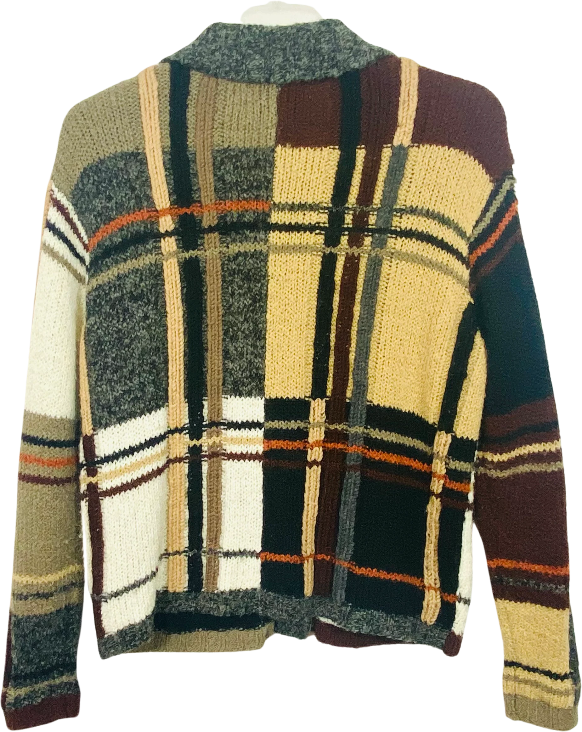 70s/80s Button Front Sweater With A Patchwork Look By Knitting Needles - Image 2