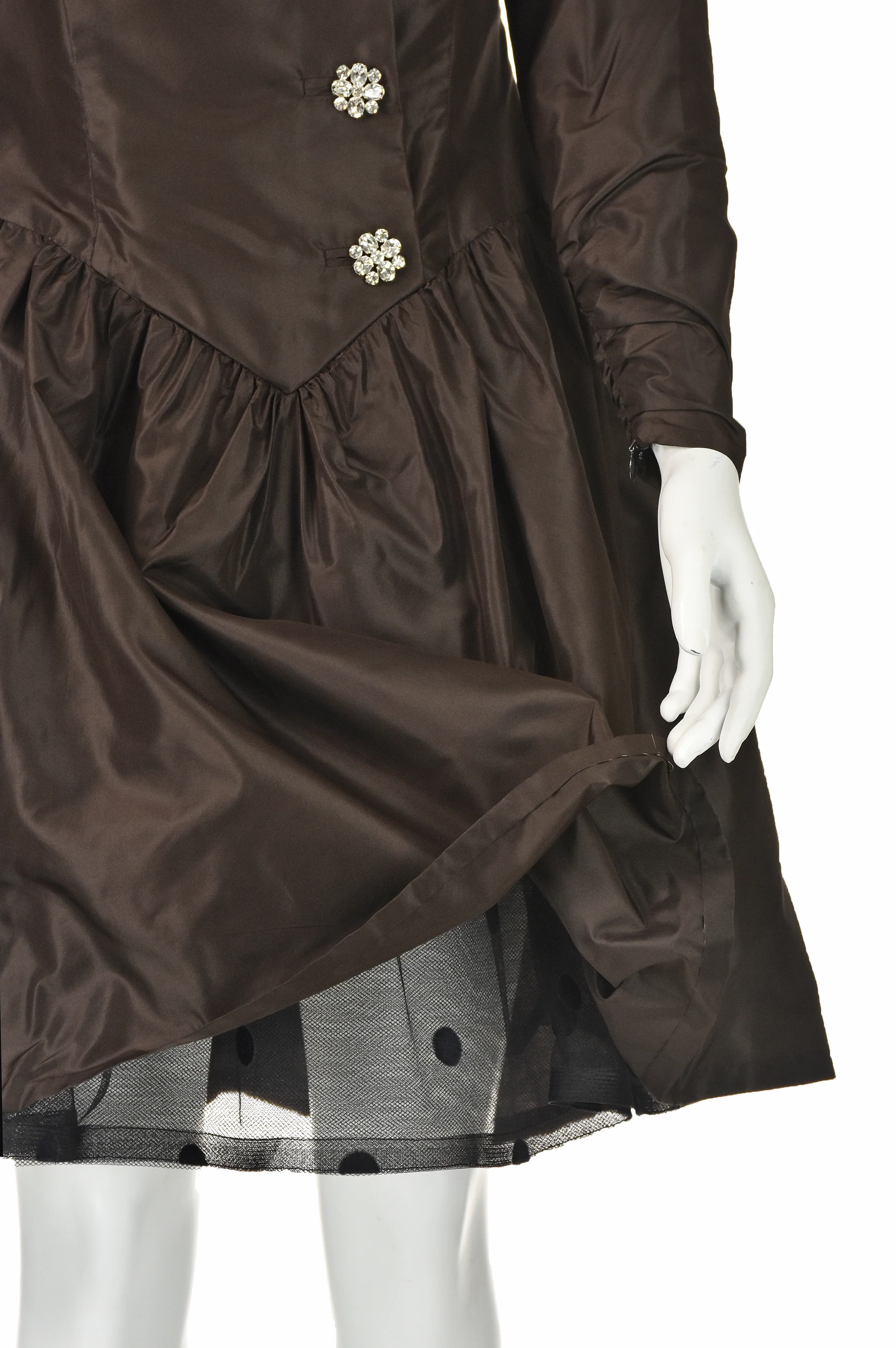 70s/80s Chocolate Brown Silk Taffeta Party Dress By Bill Blass - Image 5