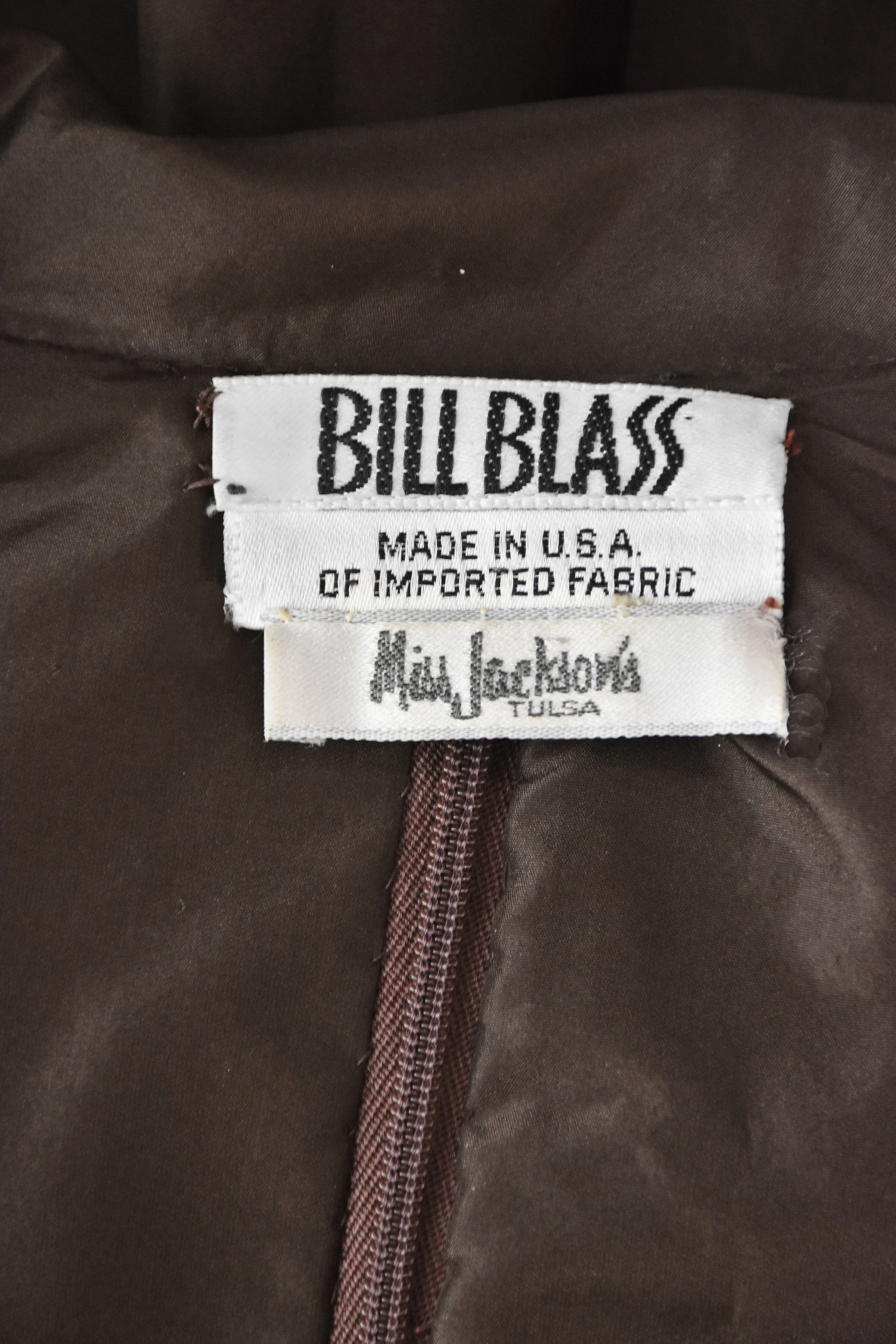 70s/80s Chocolate Brown Silk Taffeta Party Dress By Bill Blass - Image 8