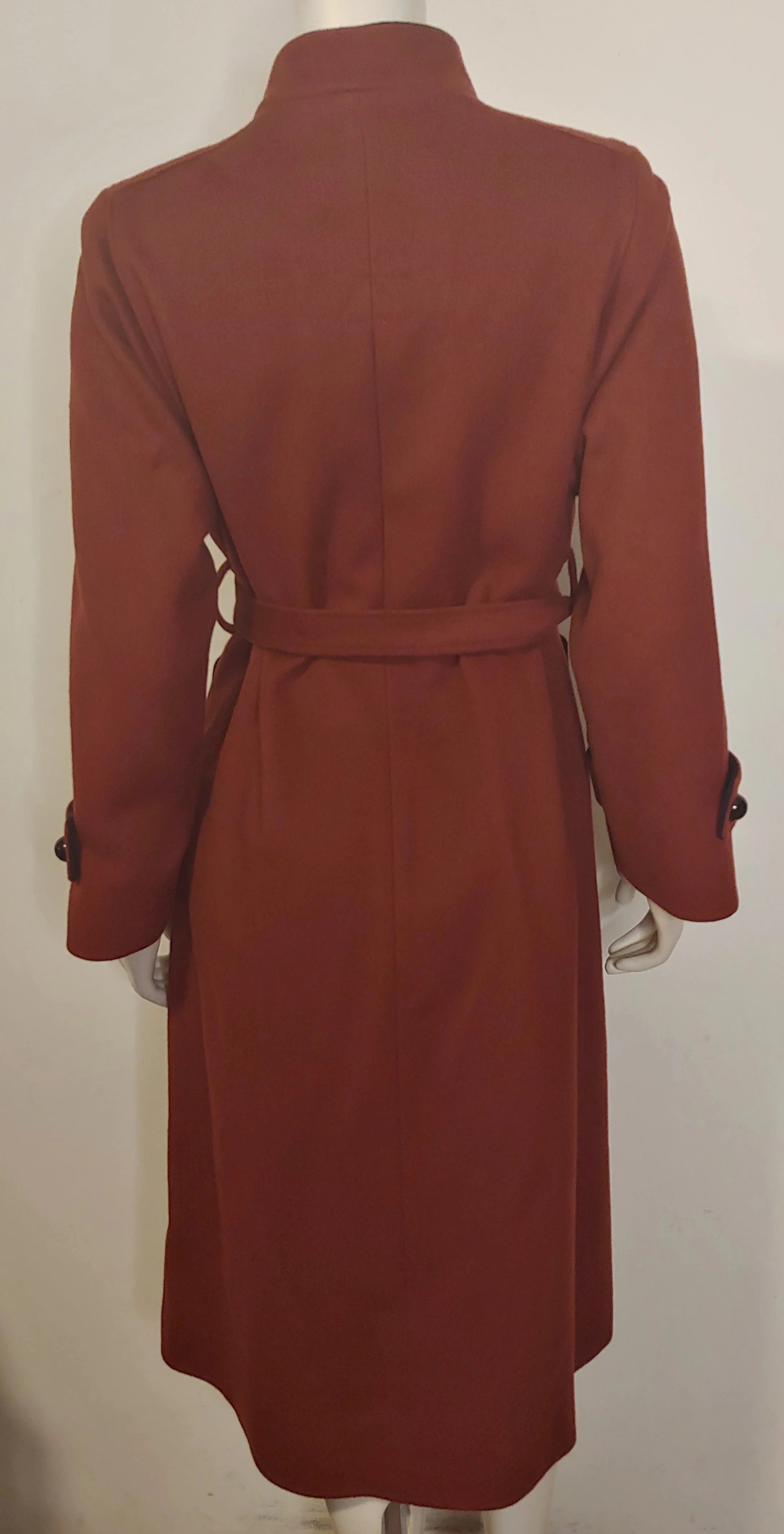70s/80s Cinnamon And Black Long Belted Wool Coat by Mr Fred - Image 3