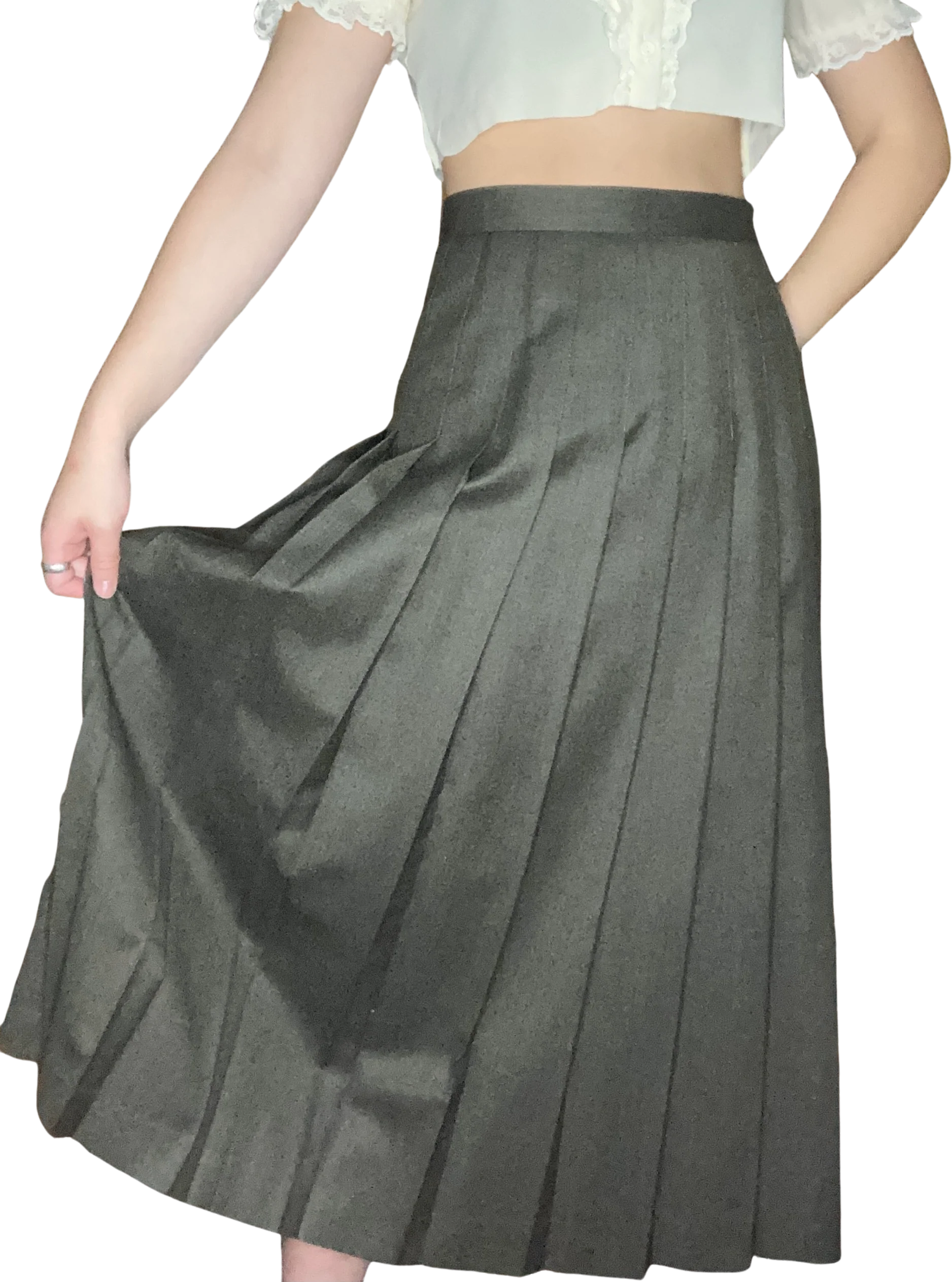 70s/80s Classic Preppy Wool Pleated Maxi Skirt By Orvis