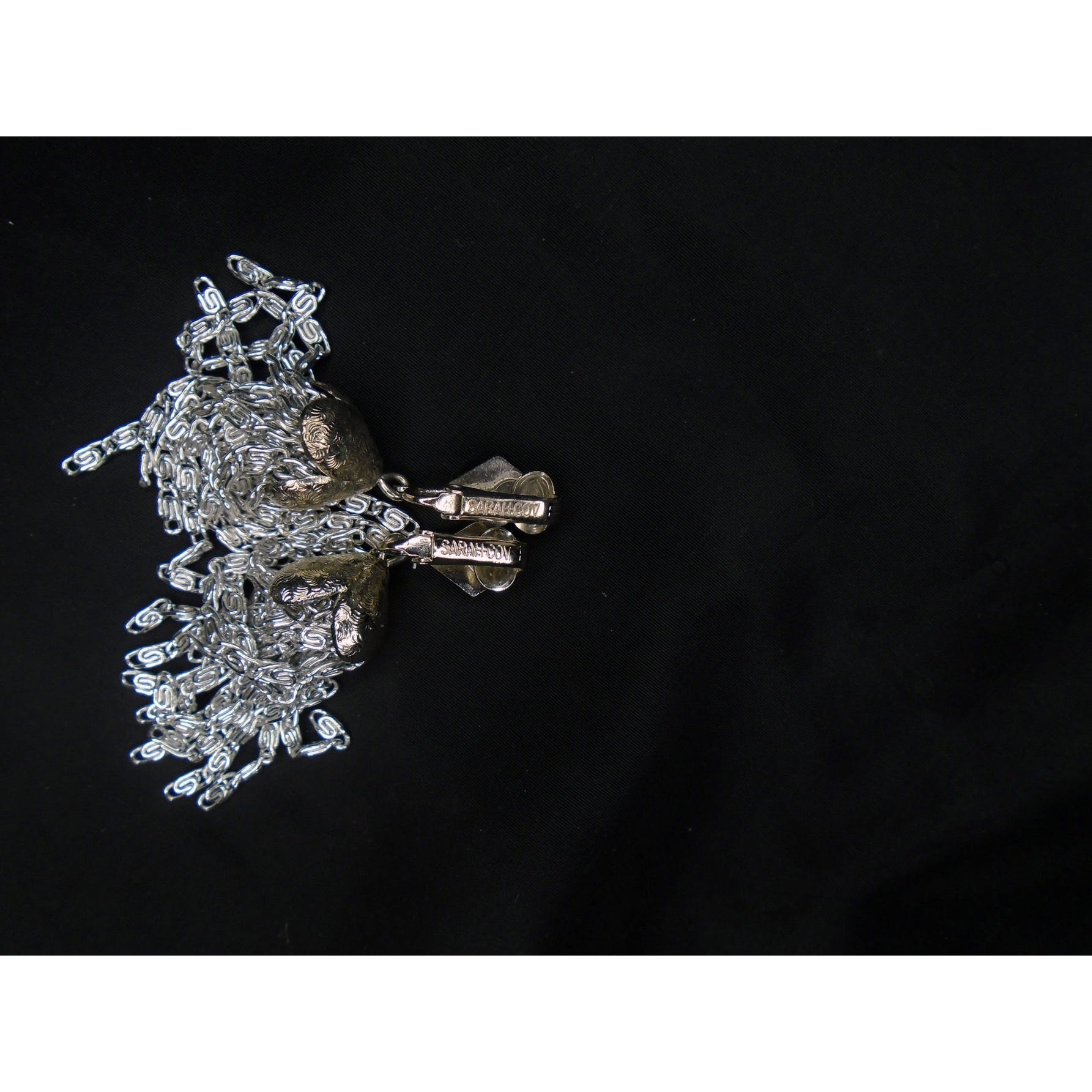 70s/80s Clip On Chain Tassel Dangle Earrings - Space Punk By Sarah Coventry - Image 2