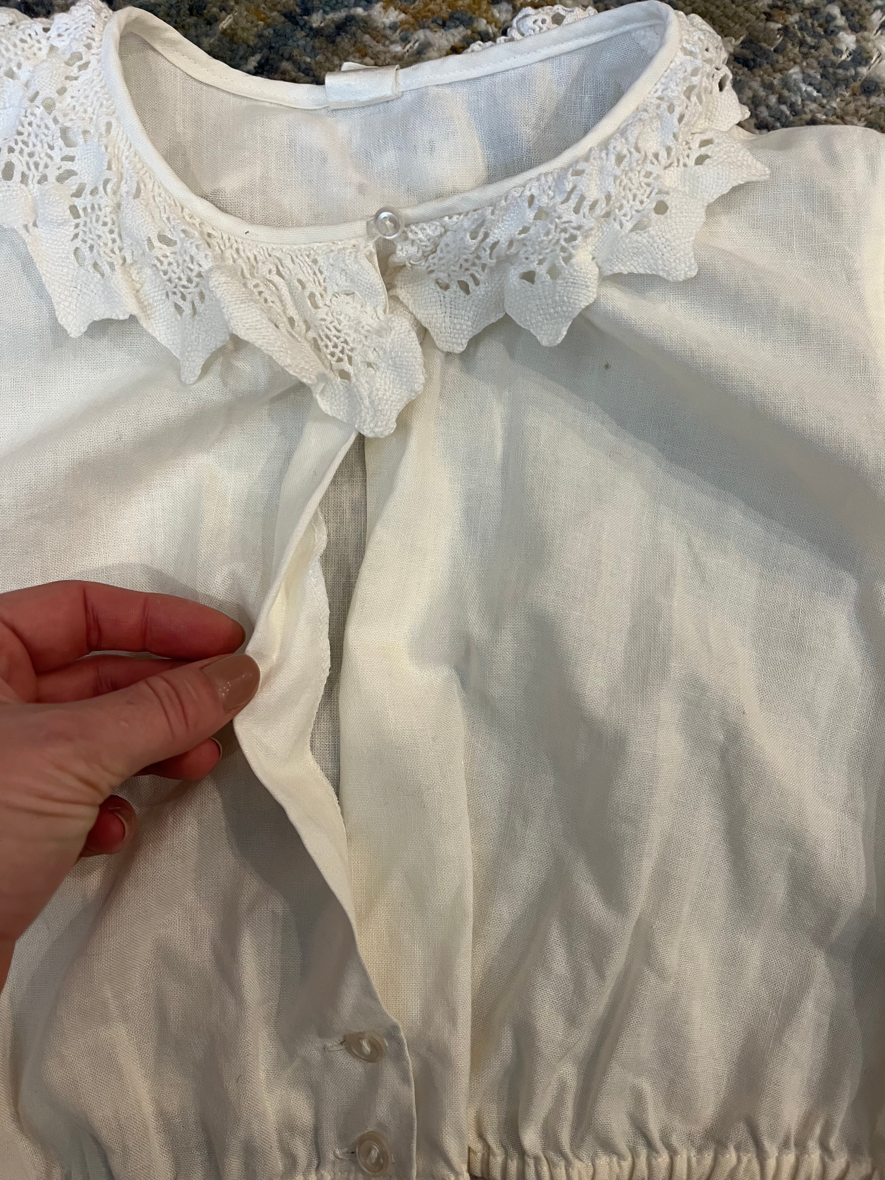 70s/80s Cropped Peasant Lace Collar Under Top Blouse - Image 6