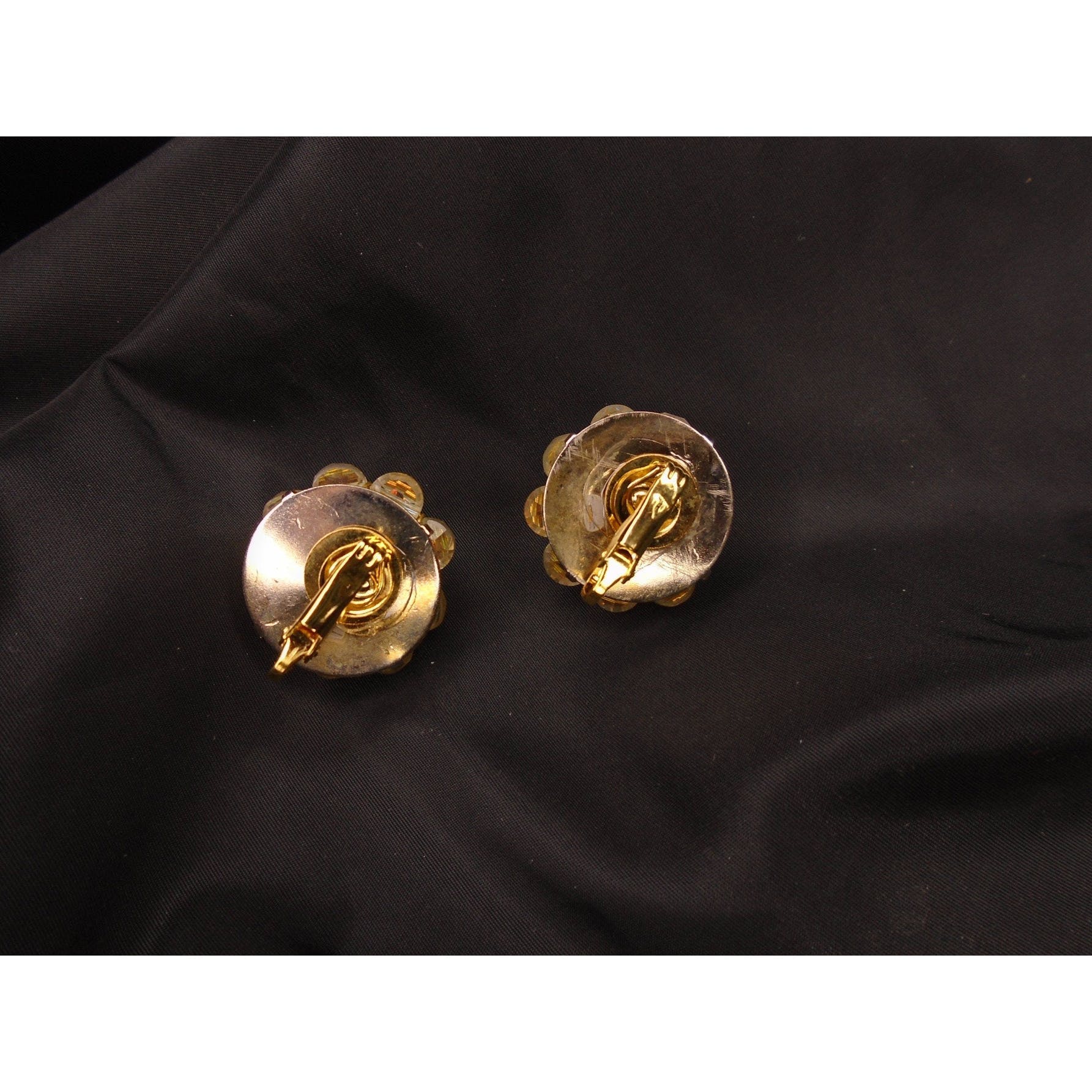 70s/80s Crystal Bead Clipon Earrings, Super Sparkle Aurora - Image 2