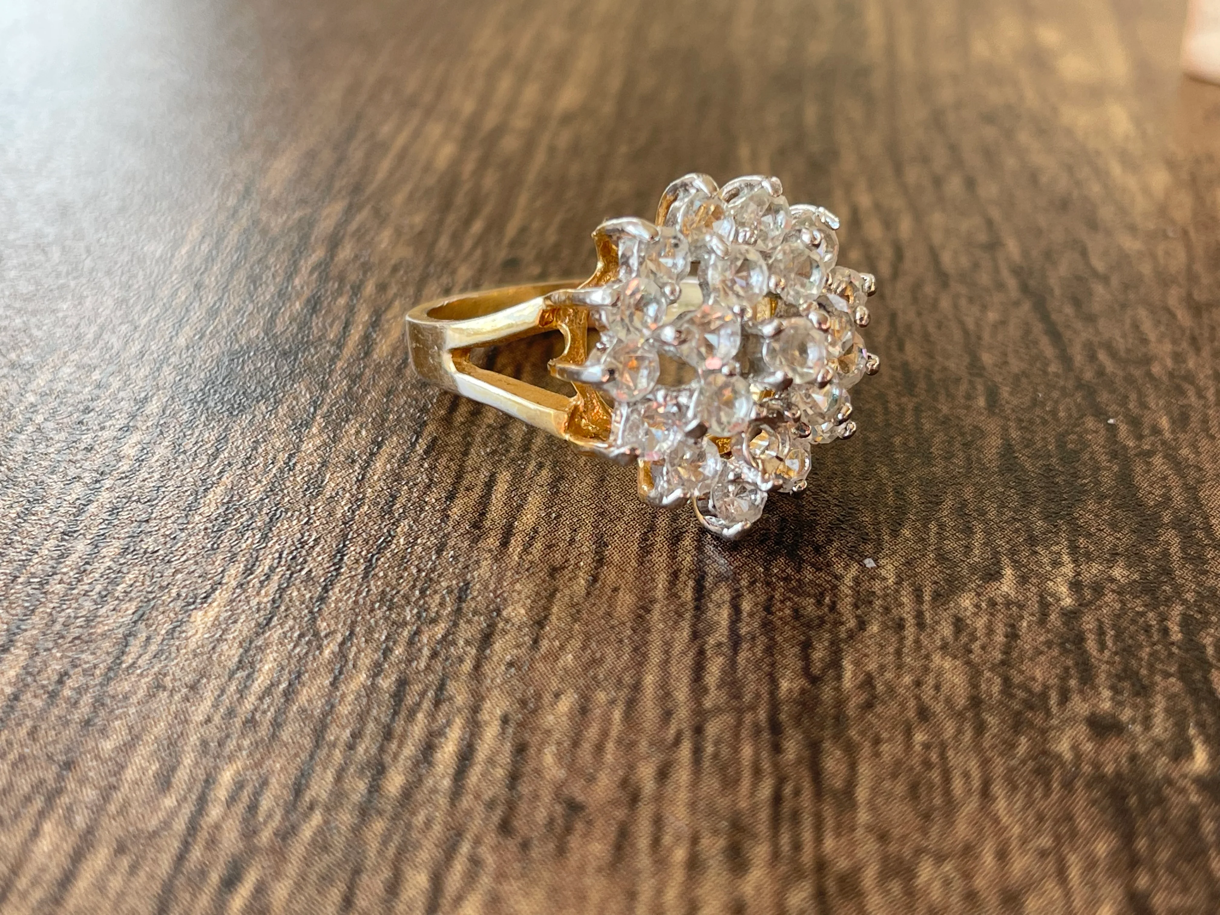70s/80s Cz Cluster Cocktail Ring - Image 8