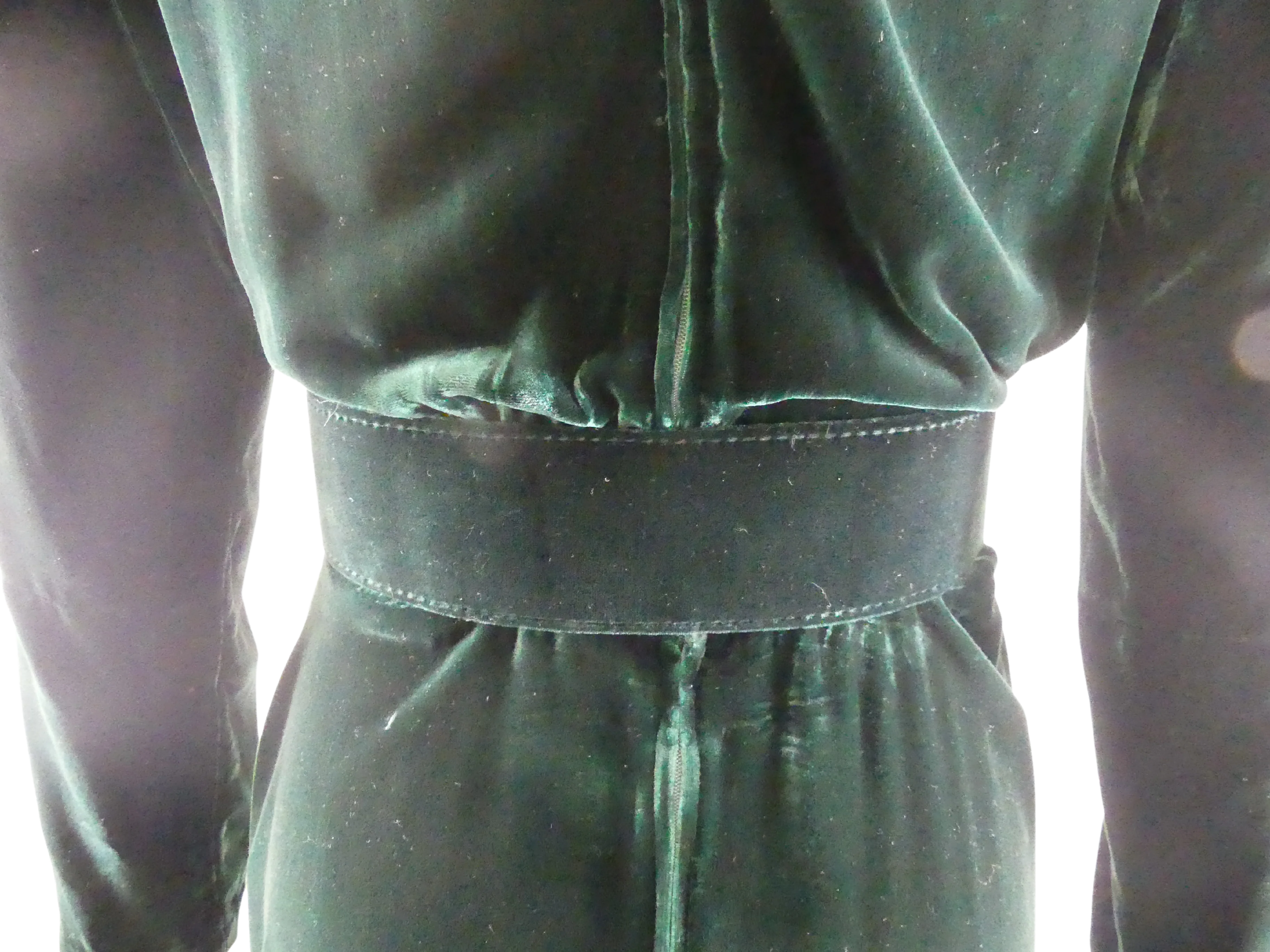 70s/80s Deep Emerald Green Rayon And Silk Velour Dress By Talbots Maggy London - Image 3